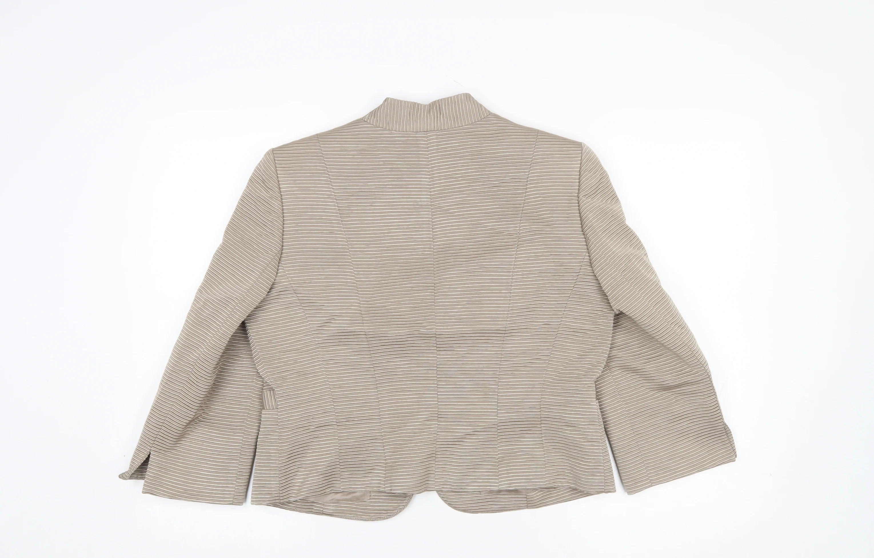 Phase Eight Women’s Beige Striped Shawl Blazer Size 14 - Image 3