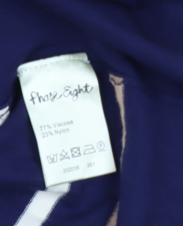 Phase Eight Women’s Blue Beige Striped Bodycon Knit Dress Size 10 - Image 4