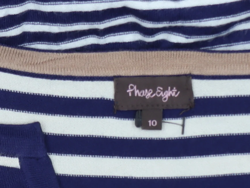 Phase Eight Women’s Blue Beige Striped Bodycon Knit Dress Size 10 - Image 5