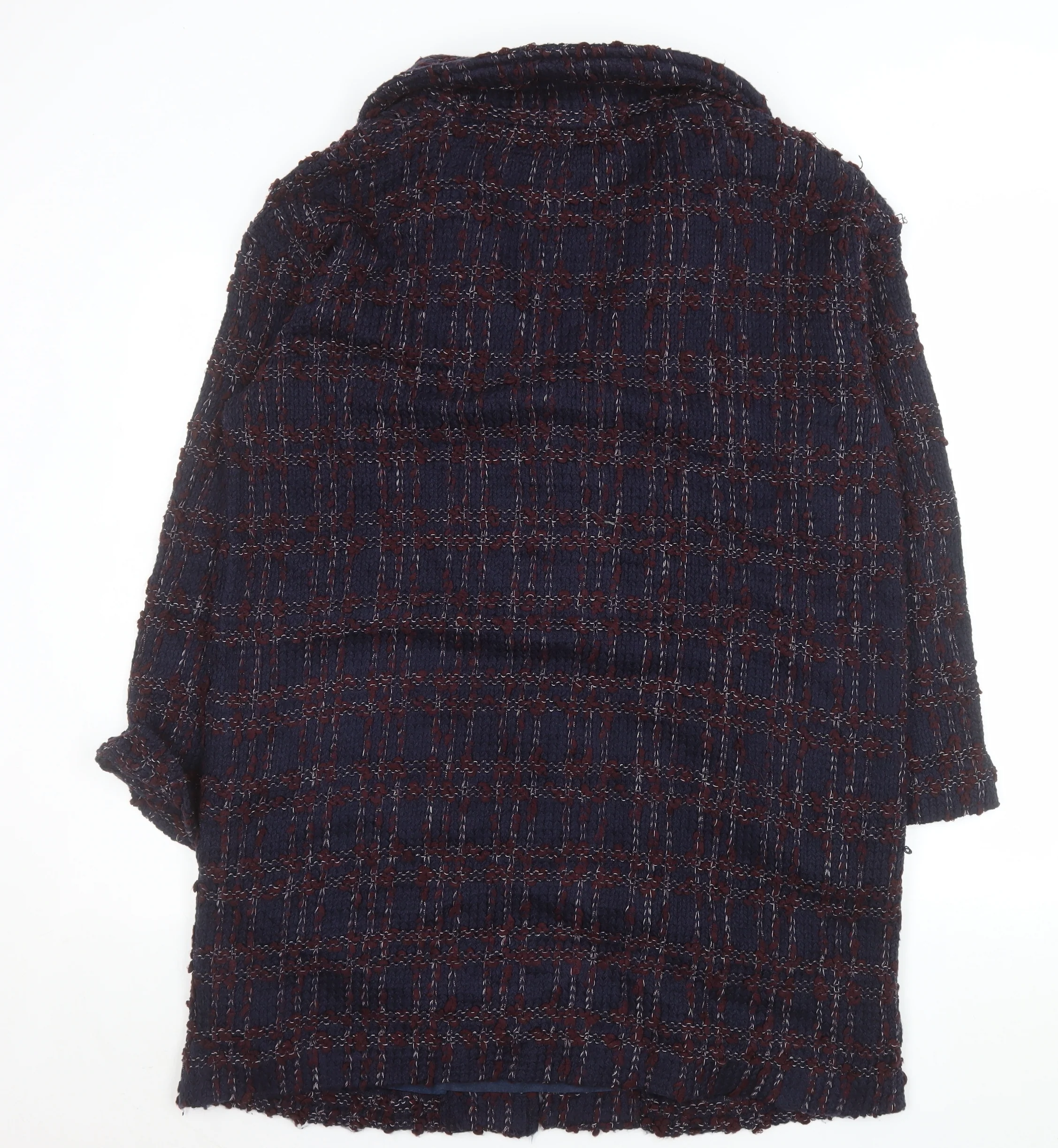 Phase Eight Women’s Blue Checked Tweed Blazer Jacket Size 14 - Image 3