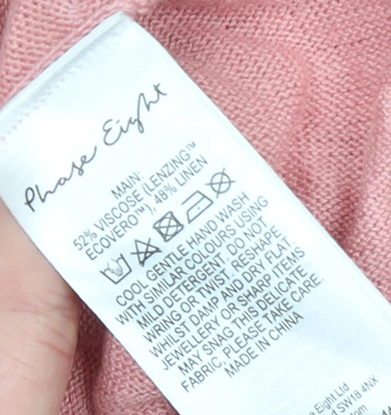 Phase Eight Women’s Pink Linen Blend Cowl Neck Button Jumper L - Image 5