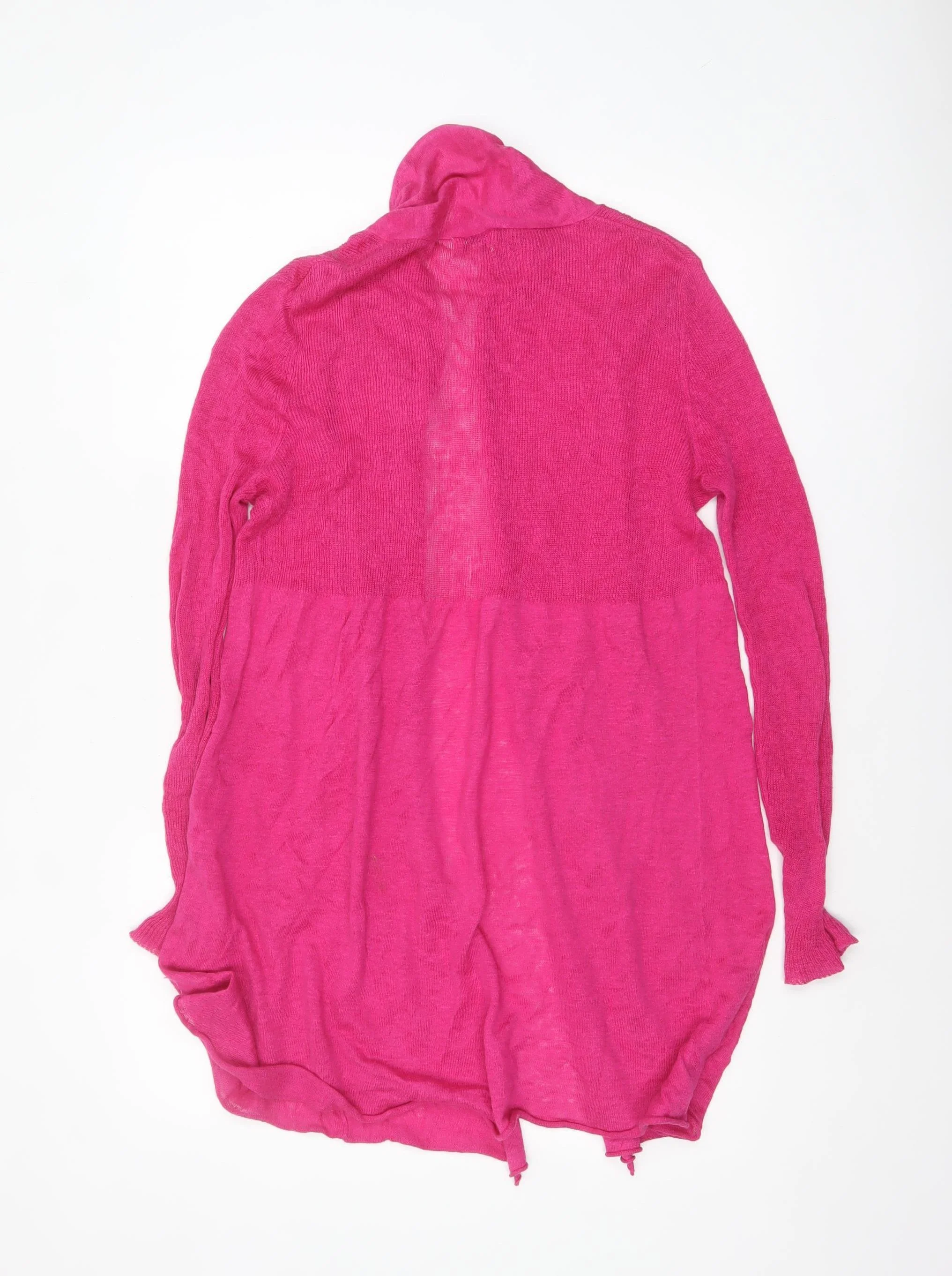 Phase Eight Women’s Pink Linen Long Sleeve Open Cardigan Size 12 - Image 3