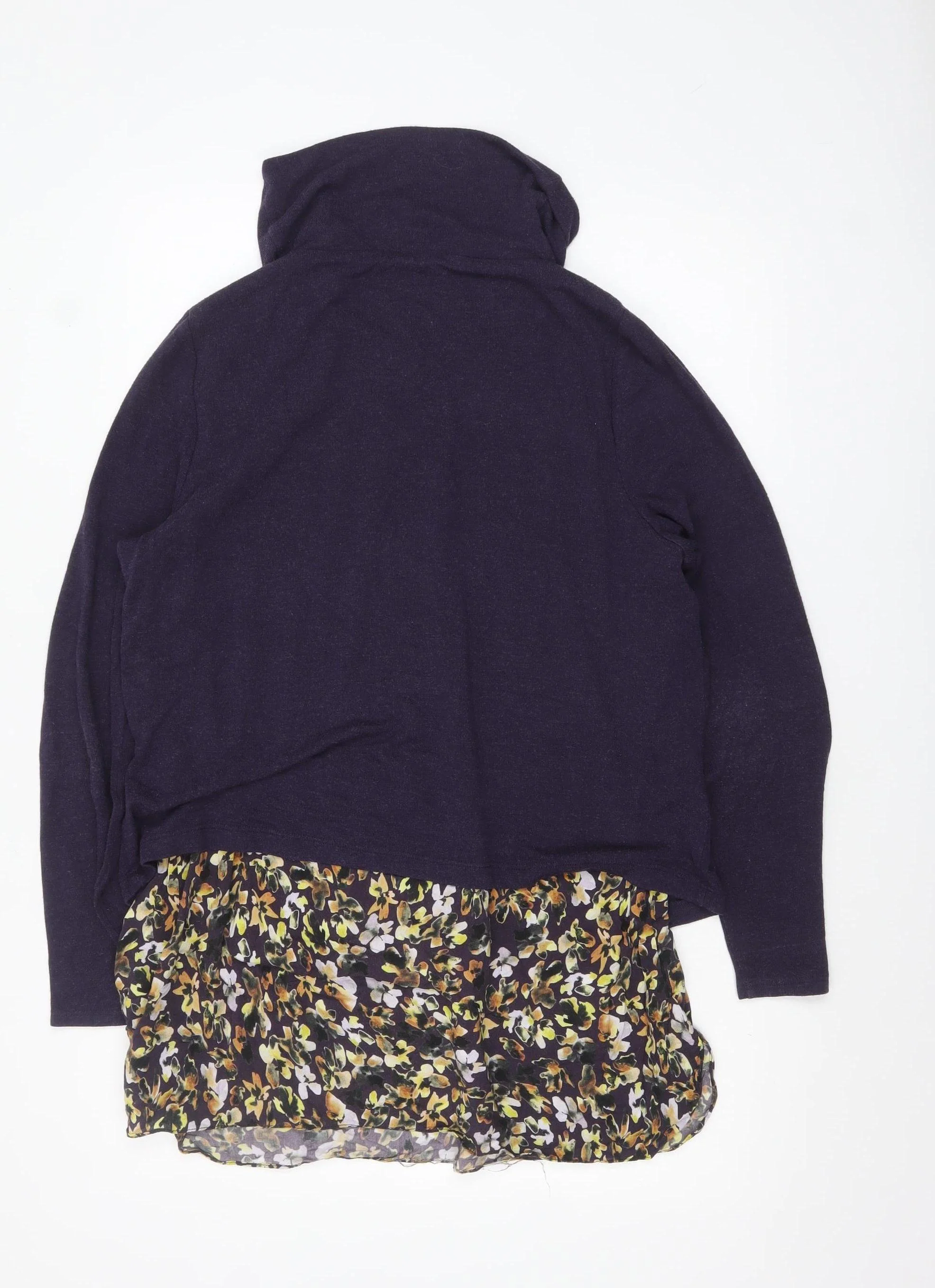 Phase Eight Women’s Purple Floral Hem Cowl Neck Tunic Jumper Size 16 - Image 3