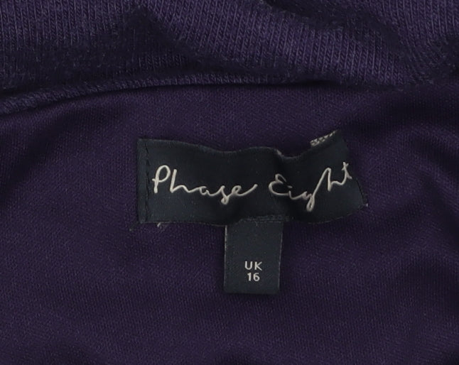 Phase Eight Women’s Purple Floral Hem Cowl Neck Tunic Jumper Size 16 - Image 5