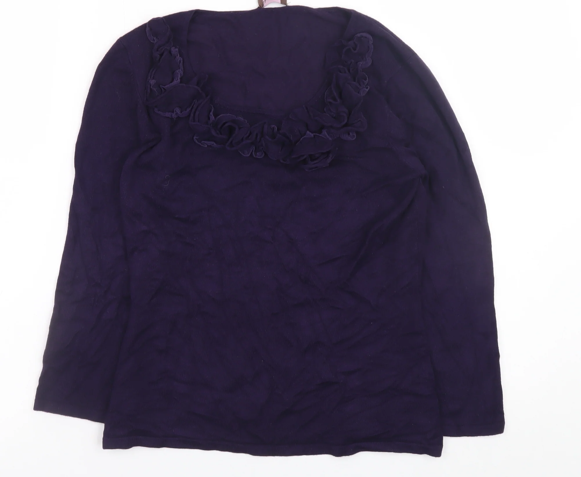 Phase Eight Women’s Purple Ruffle Scoop Neck Jumper Size 10