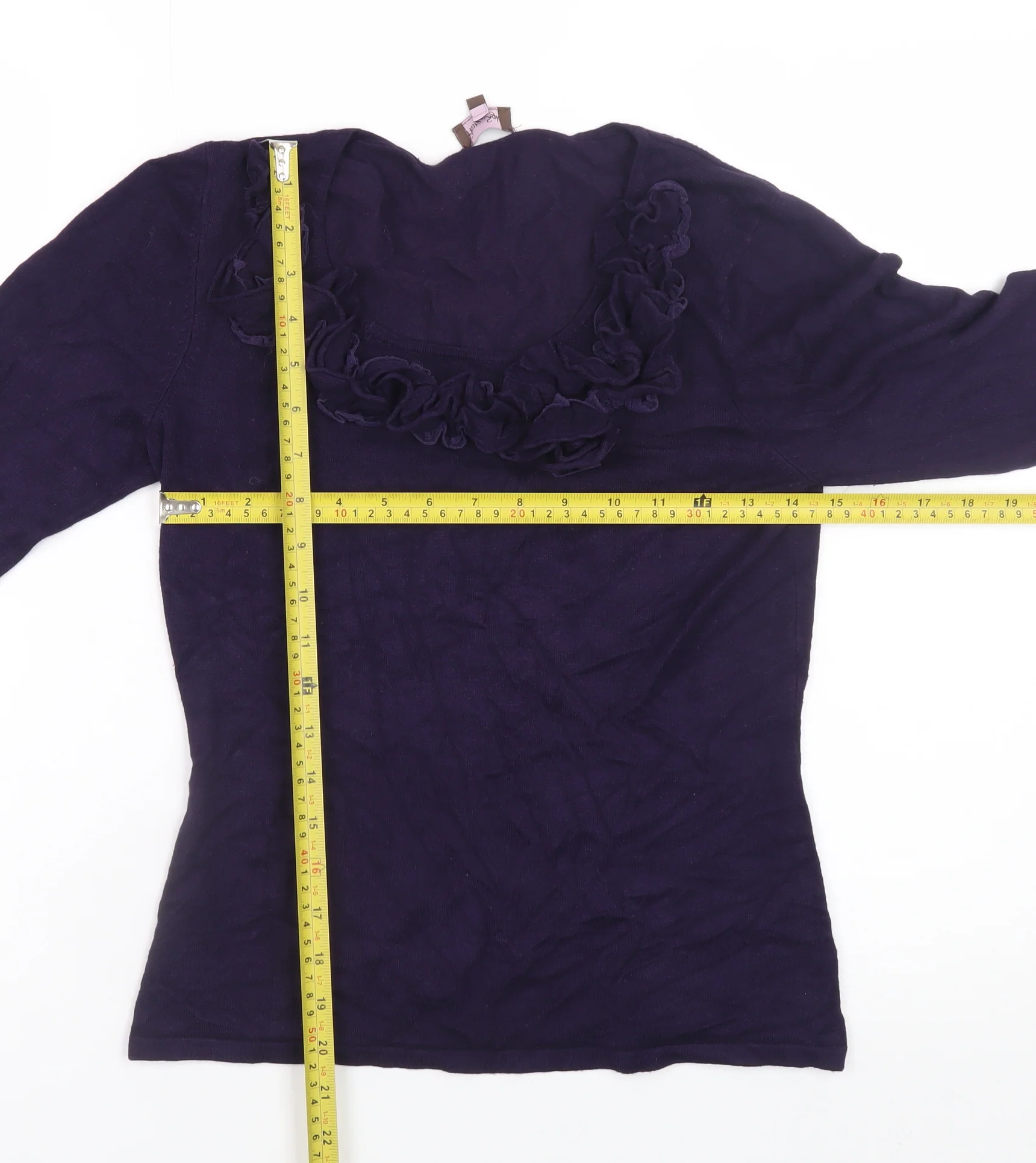Phase Eight Women’s Purple Ruffle Scoop Neck Jumper Size 10 - Image 2