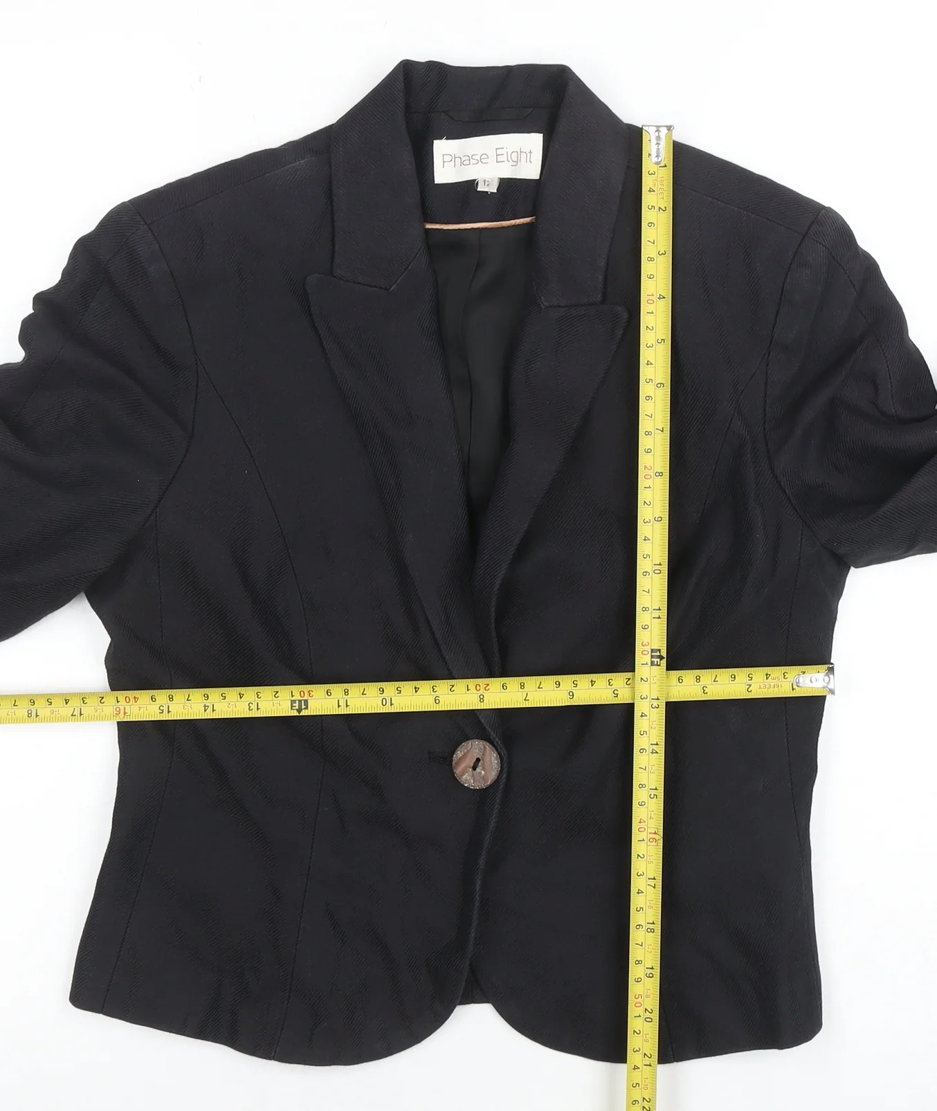 Phase Eight Women's Black Linen Blend One Button Blazer Size 12 - Image 2