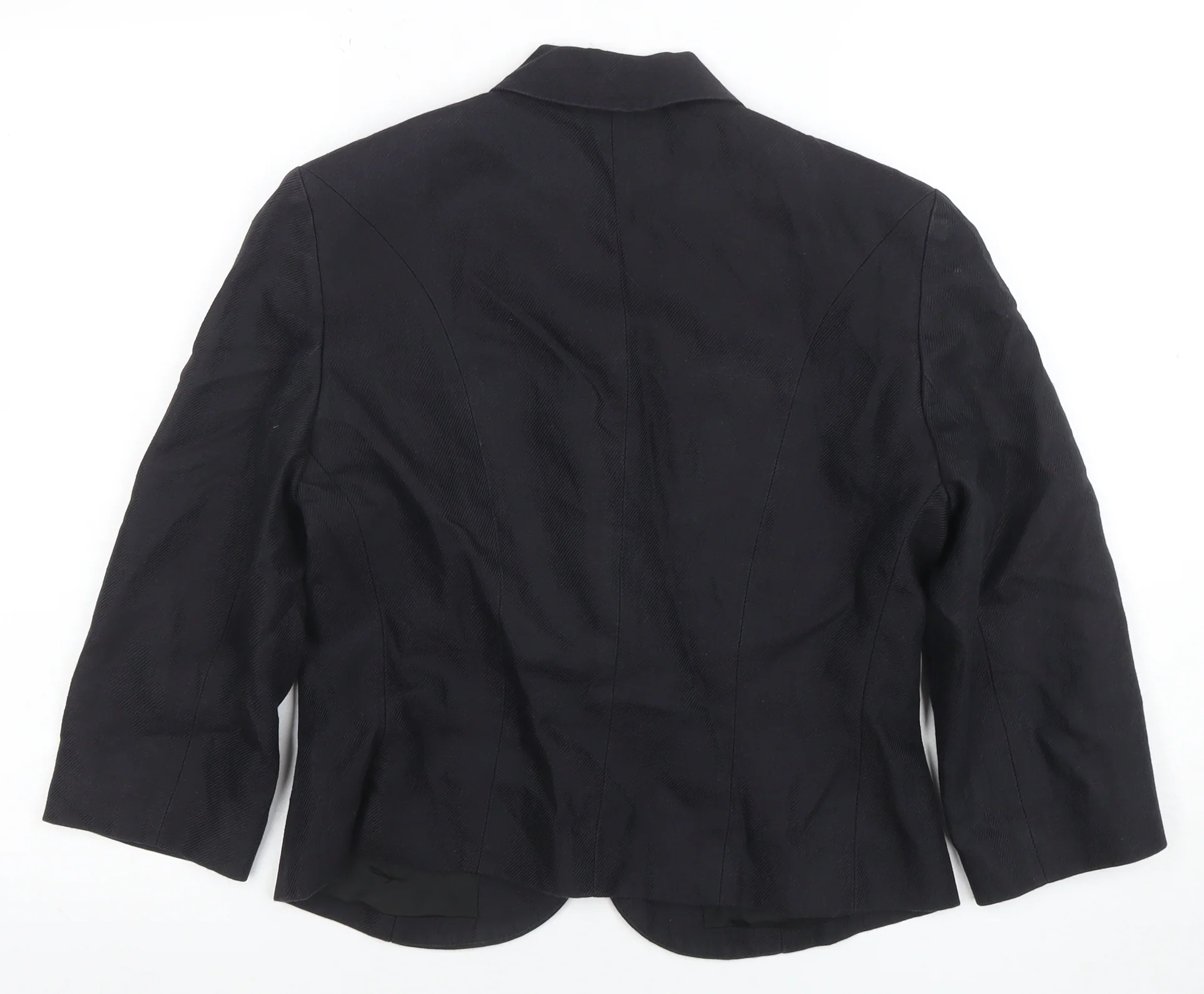 Phase Eight Women's Black Linen Blend One Button Blazer Size 12 - Image 3