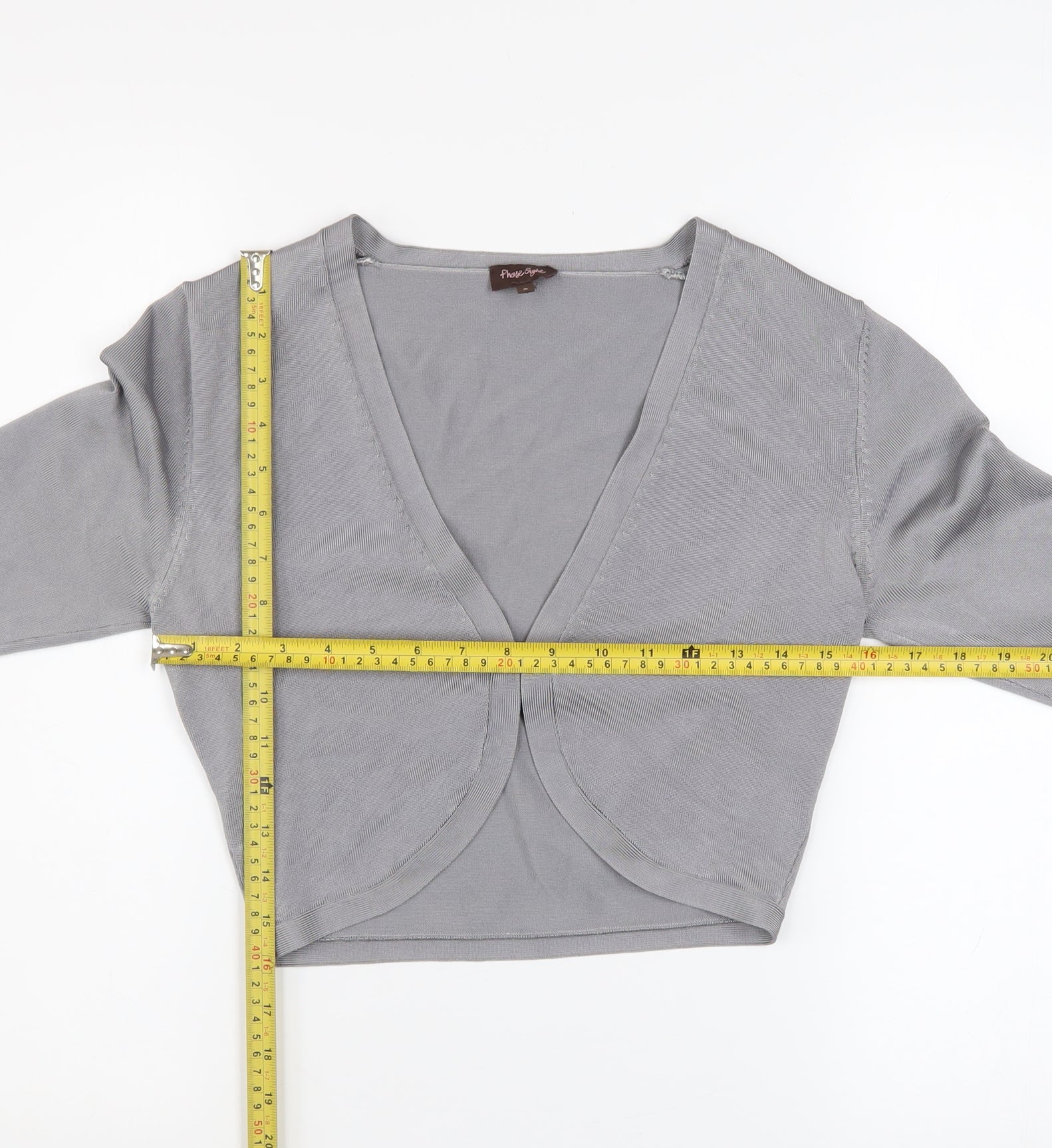 Phase Eight Women's Grey 3/4 Sleeve Open Knit Cardigan Size 8 - Image 2