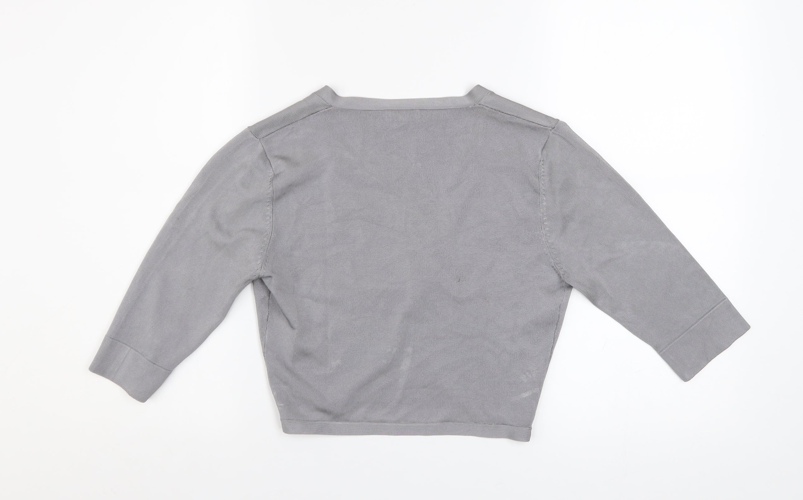 Phase Eight Women's Grey 3/4 Sleeve Open Knit Cardigan Size 8 - Image 3
