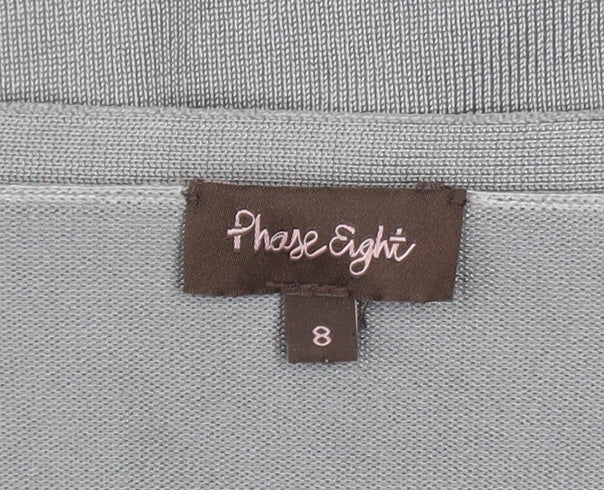 Phase Eight Women's Grey 3/4 Sleeve Open Knit Cardigan Size 8 - Image 4
