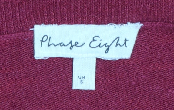 Phase Eight Women's Red V-Neck Short Sleeve Relaxed Fit Jumper Size S - Image 4