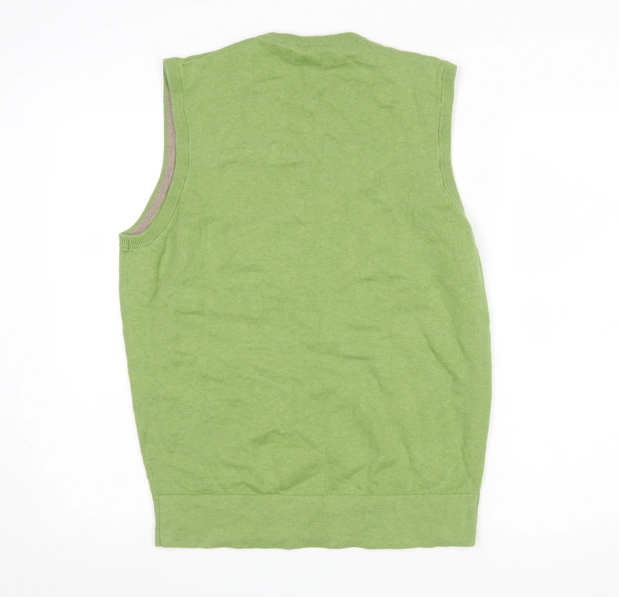 Pierre Cardin Men's Green Cotton V-Neck Sleeveless Vest Jumper Size S - Image 3