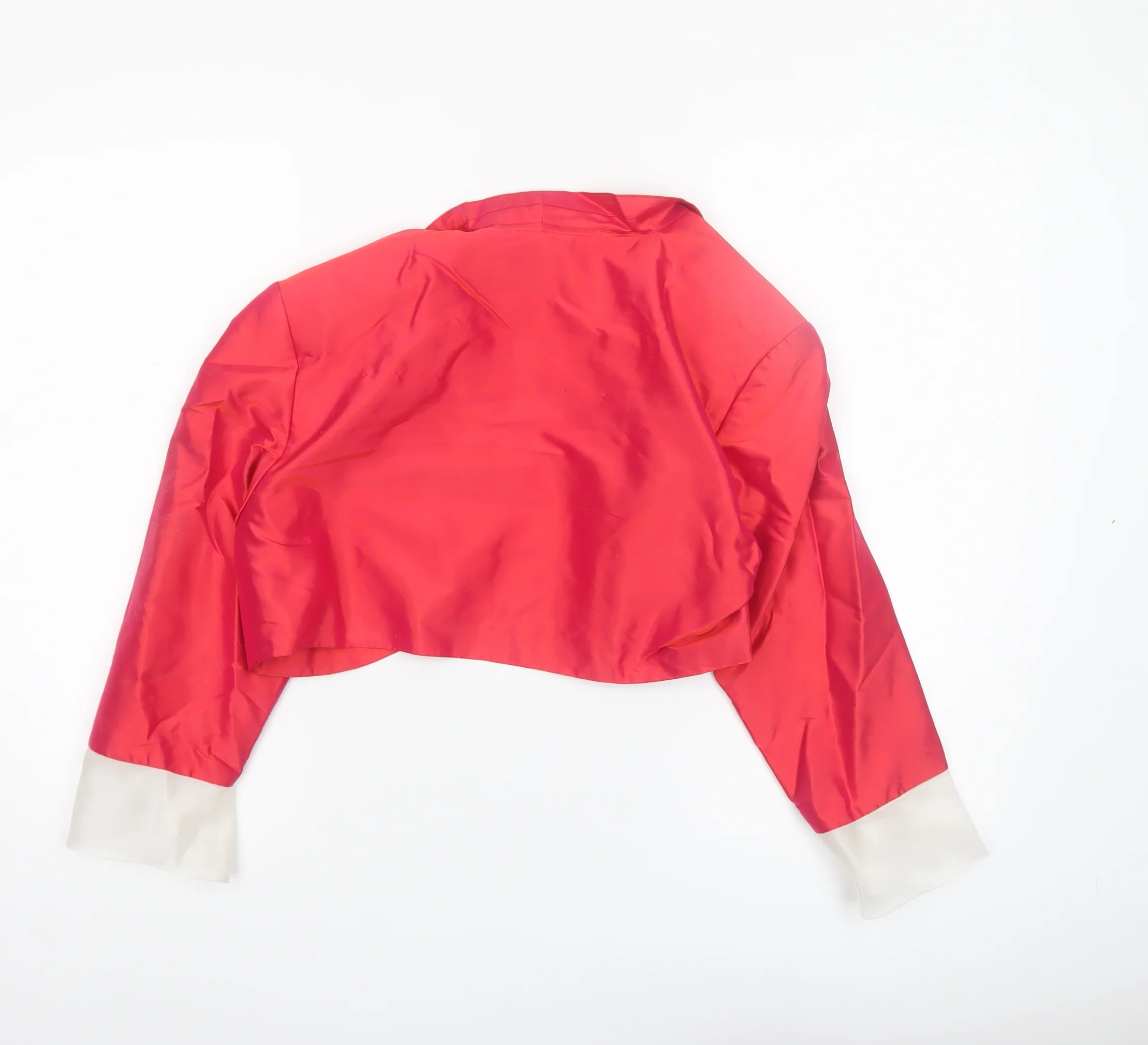 Pifer & Mayka Women's Red Cropped Satin Blazer Size 12 - Image 3