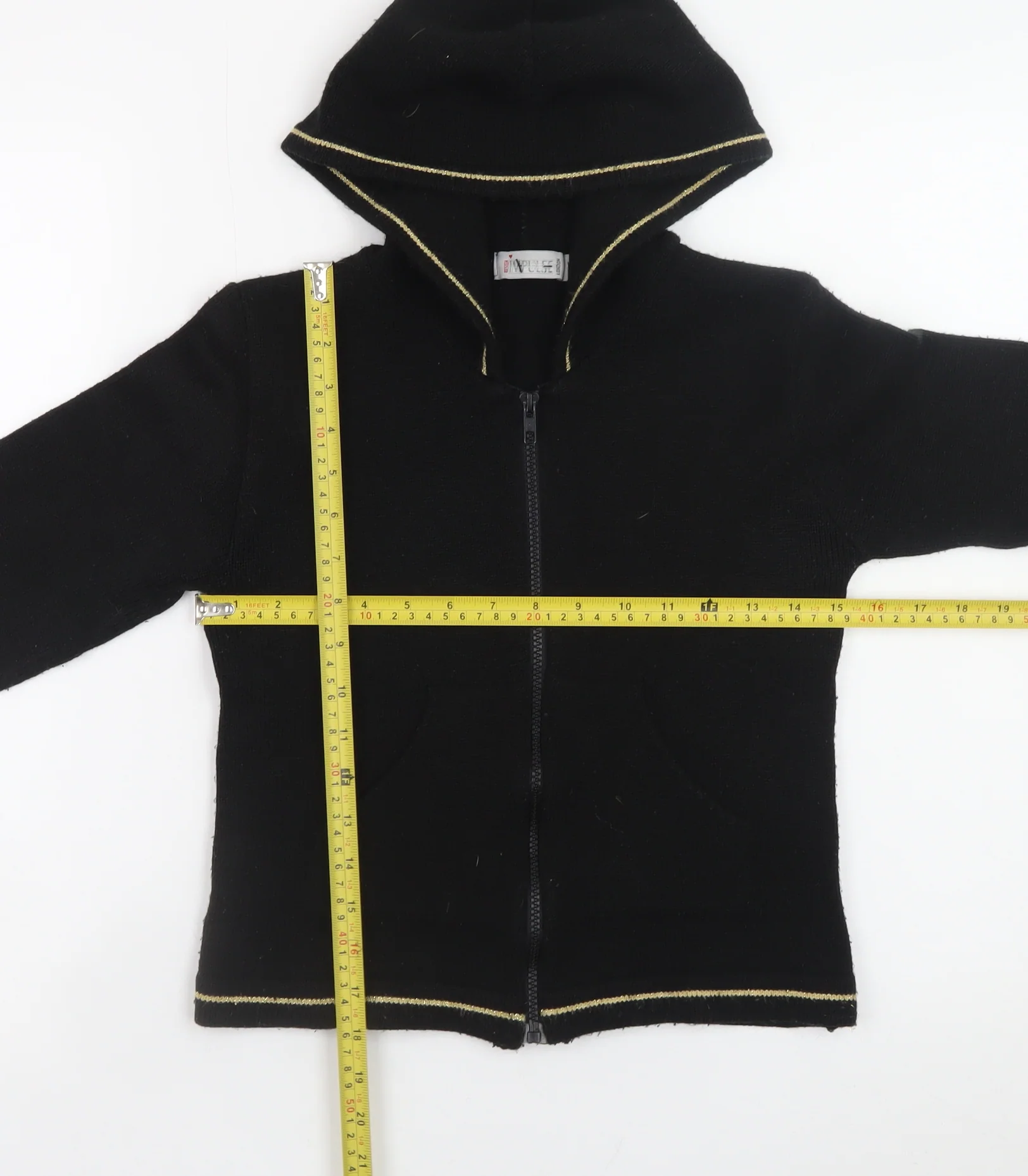 Pimkie Women’s Black Full Zip Hooded Knit Jumper Size 4 - Image 2
