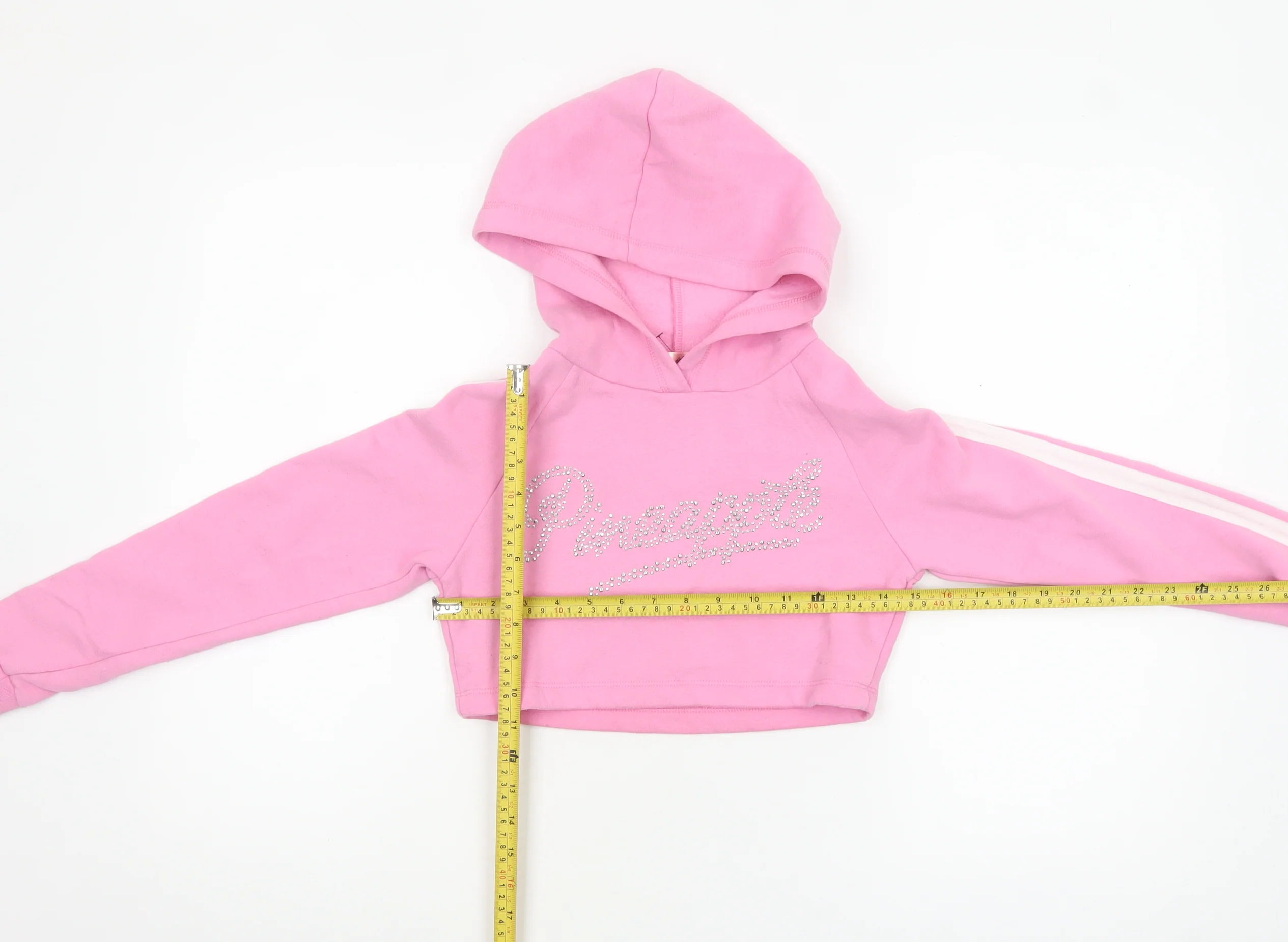 Pineapple Girls Pink Rhinestone Logo Cropped Hoodie 9-10 Years - Image 2