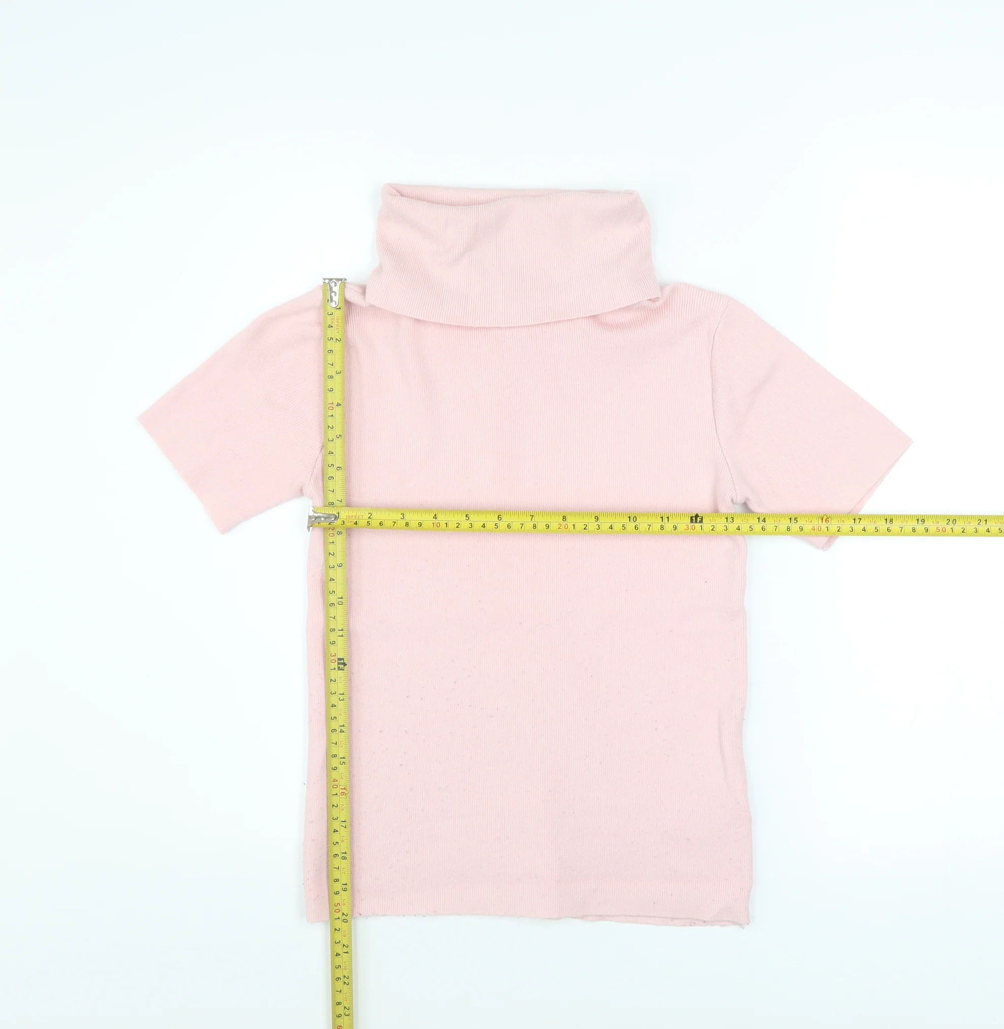 Pink Vanilla Women’s Pink Roll Neck Short Sleeve Jersey Top M/L - Image 2
