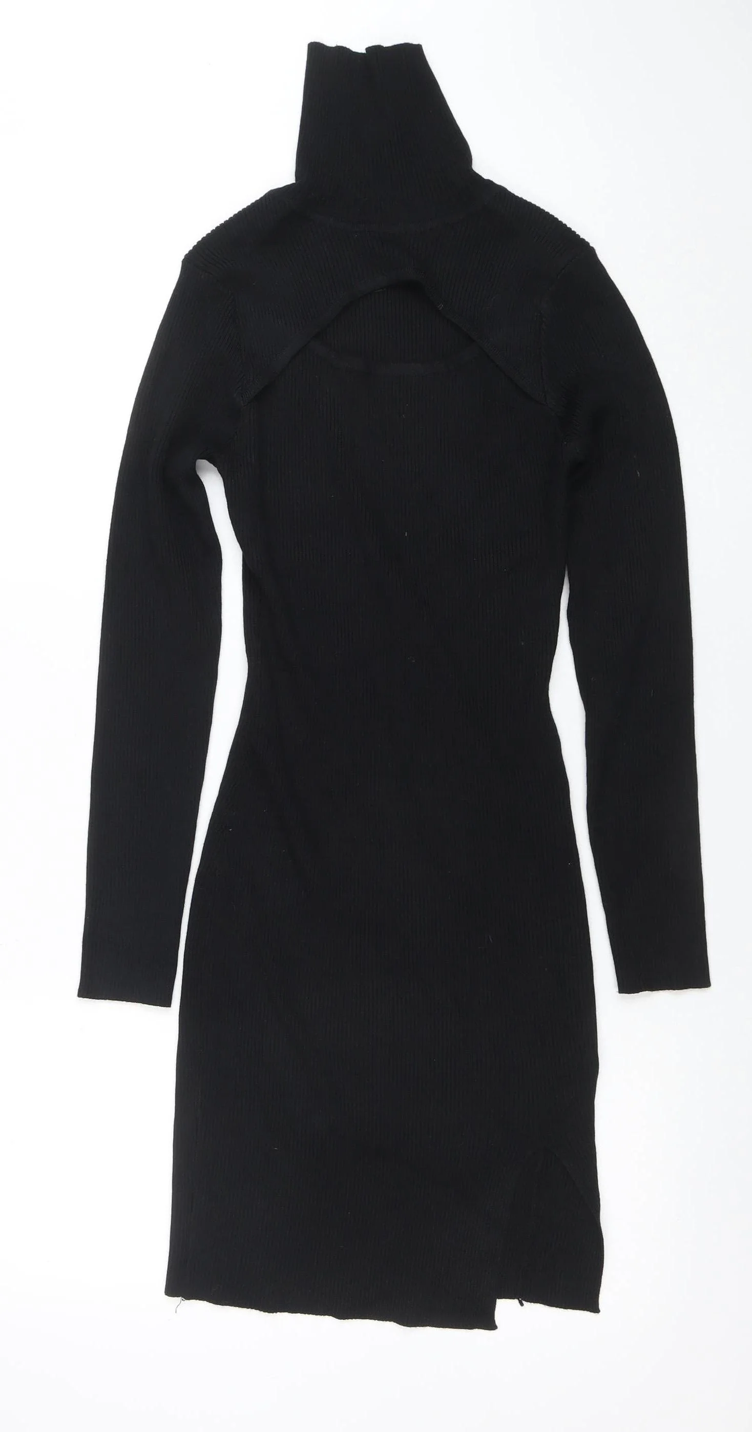 Pink Vanilla Women's Black Knit Bodycon High Neck Dress M