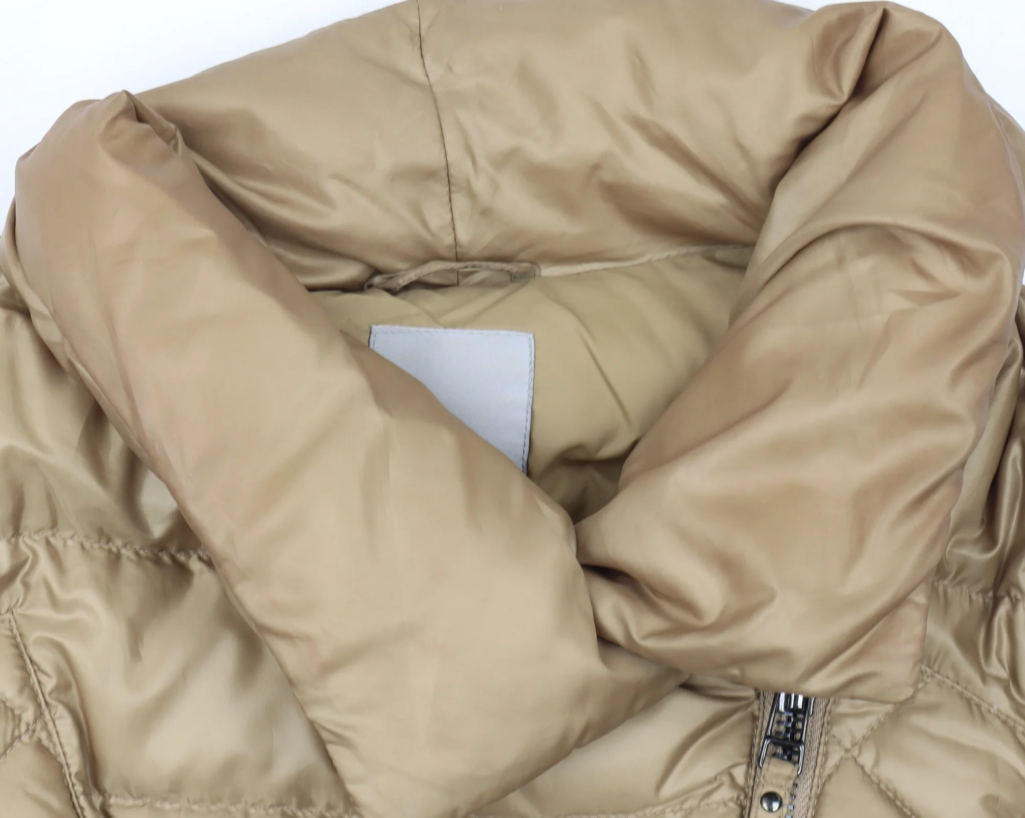 Pinko Women's Beige Long Quilted Puffer Coat Size 12 - Image 6