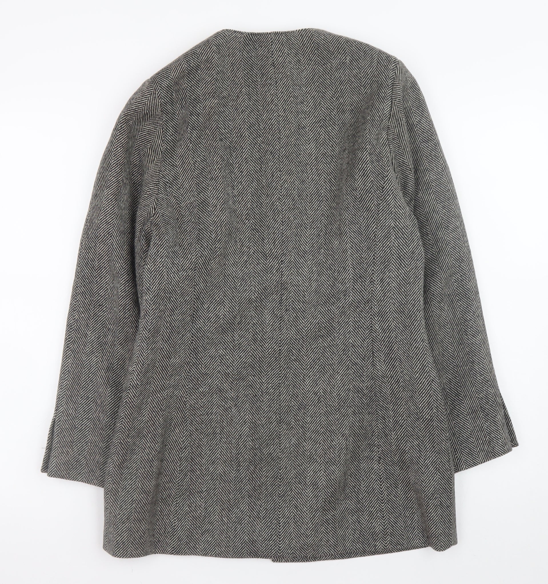 Planet Women’s Grey Wool Herringbone Mid-Length Coat Size 10 - Image 3