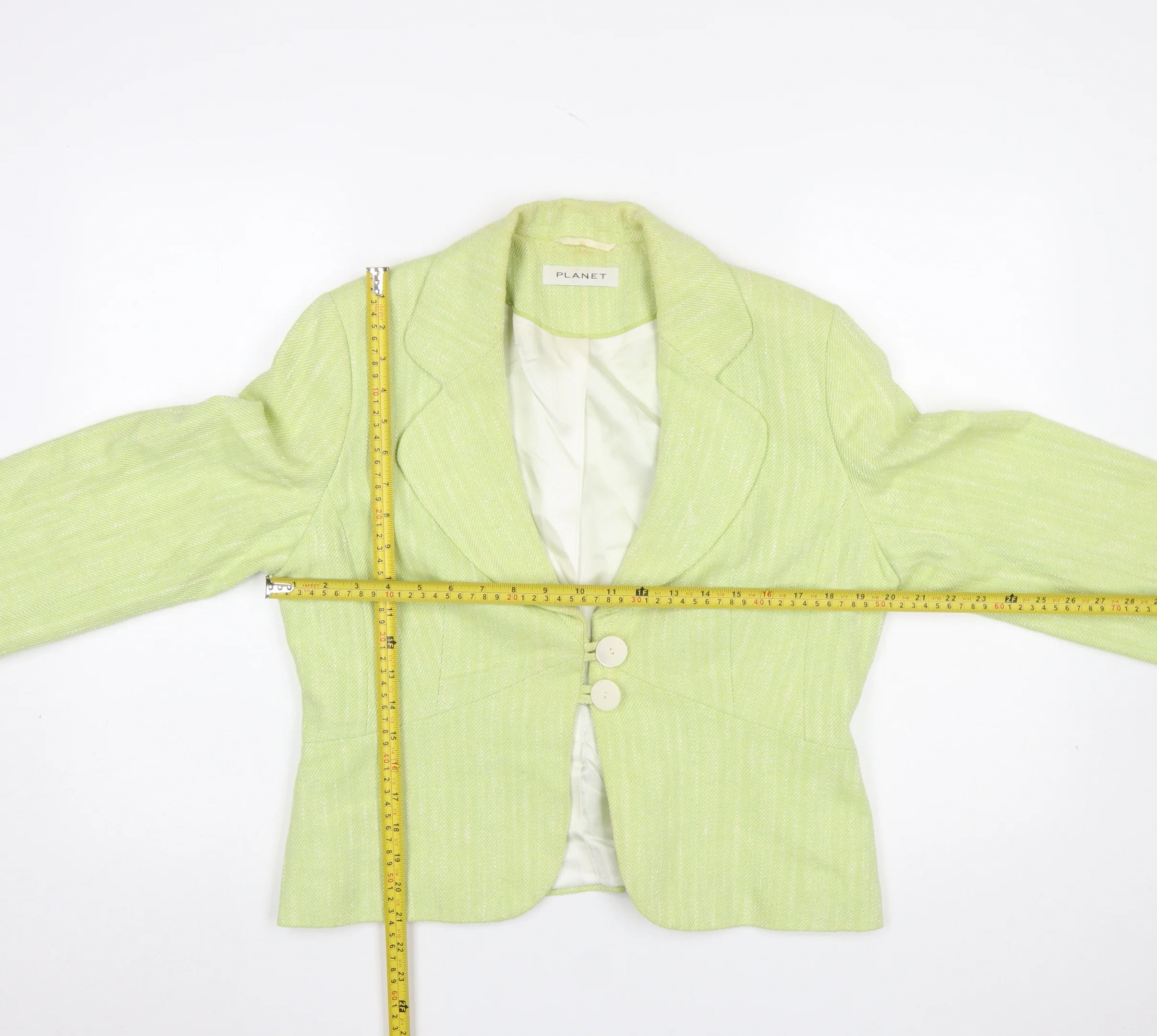 Planet Women's Green Cotton Blend Tailored Blazer UK 14 - Image 2