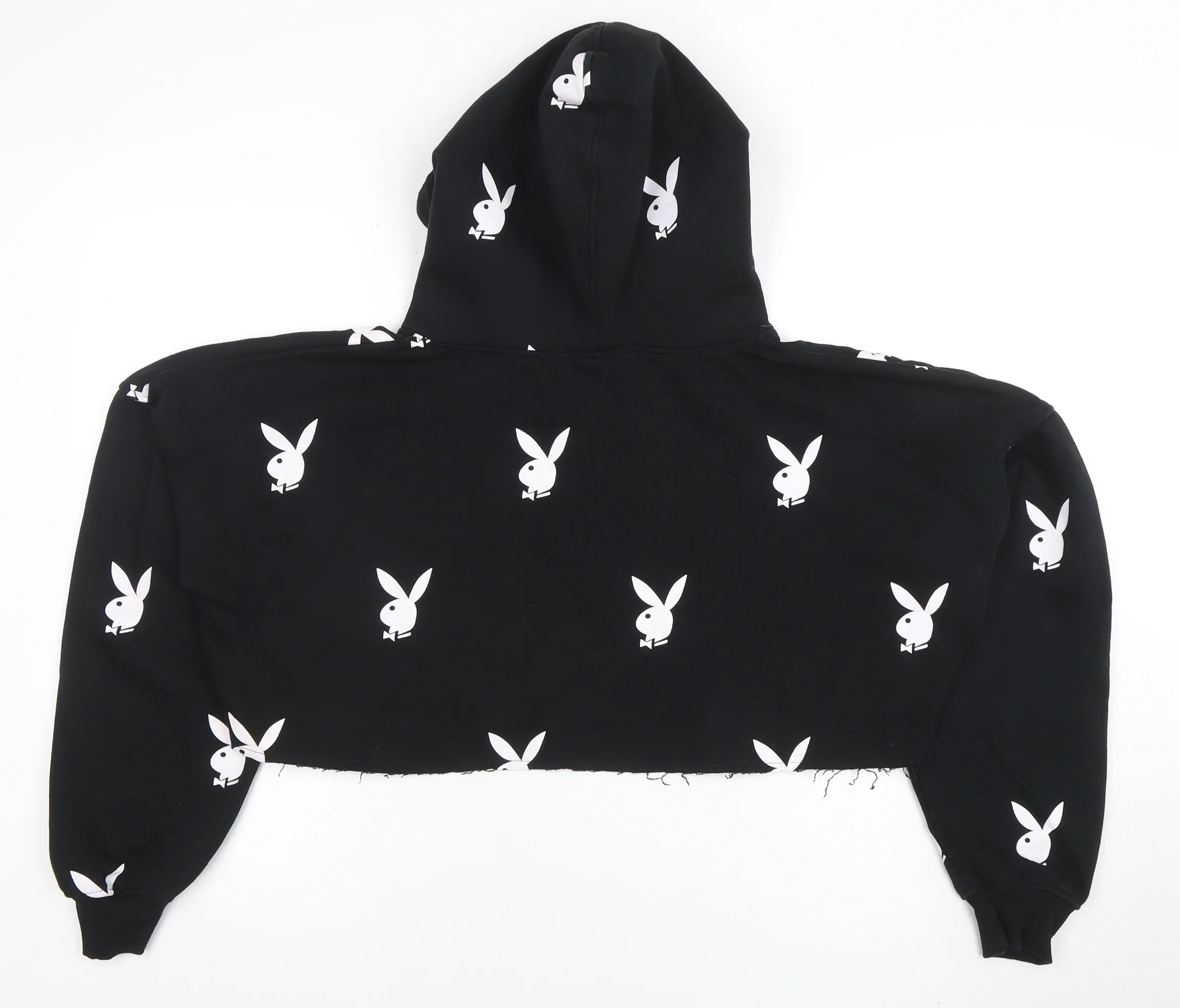Playboy x Missguided Womens Black Cropped Hoodie UK 10 Hooded Pullover - Image 3