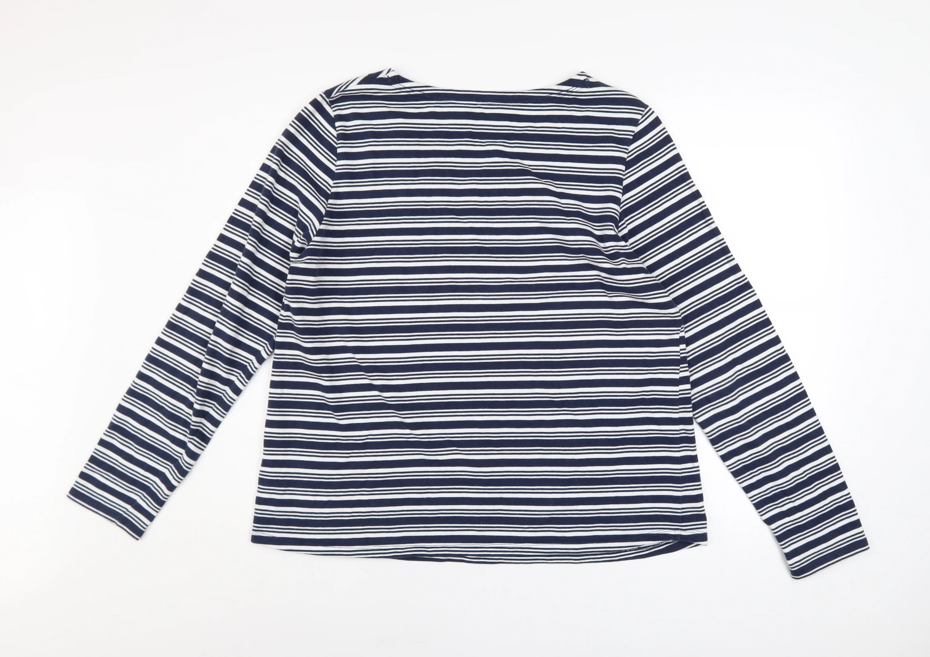 Plum Tree Womens Blue Striped Long Sleeve Cotton T-Shirt UK 14 - Image 3