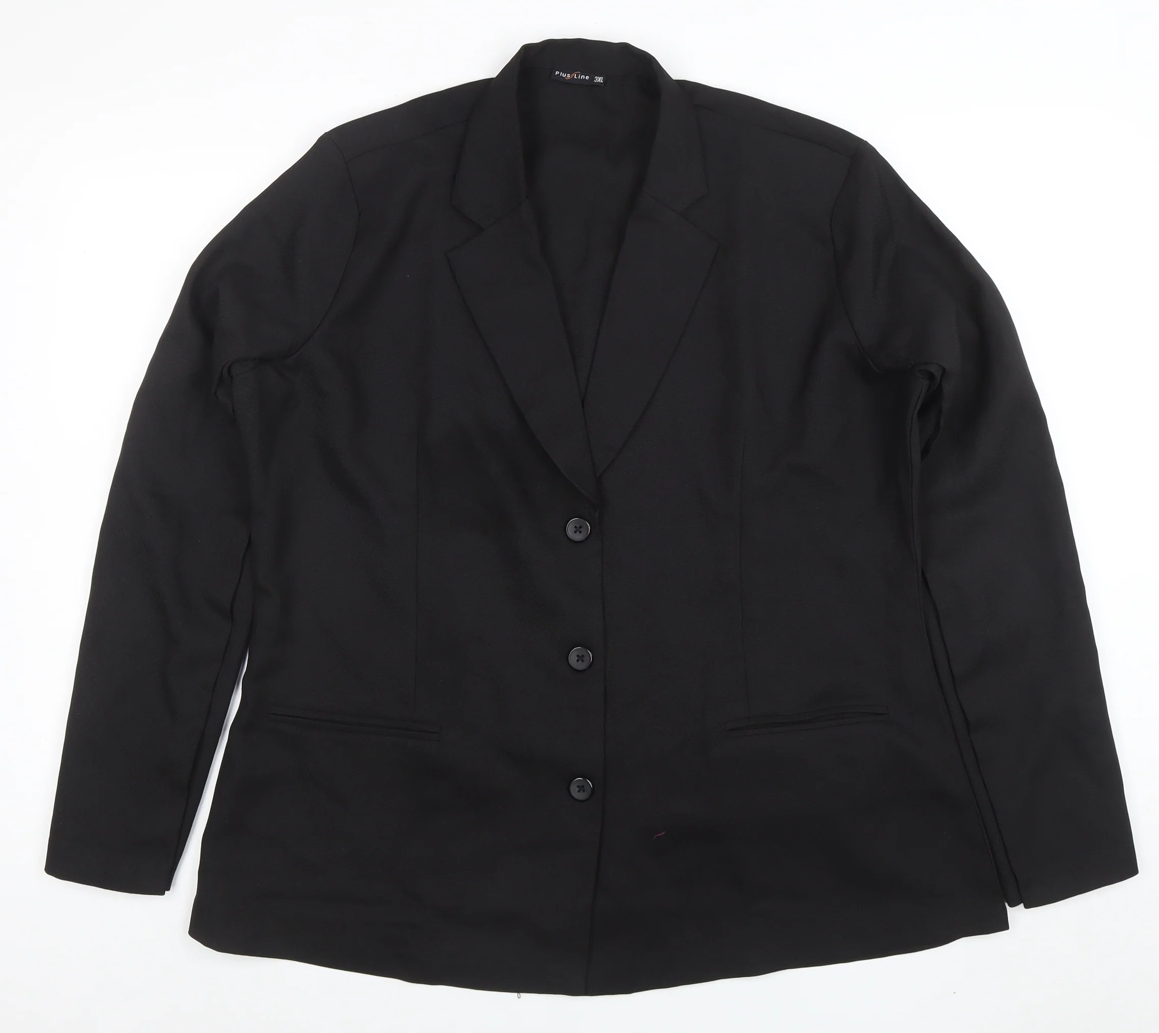 Plus Line Women's Black 3XL Classic Single-Breasted Blazer