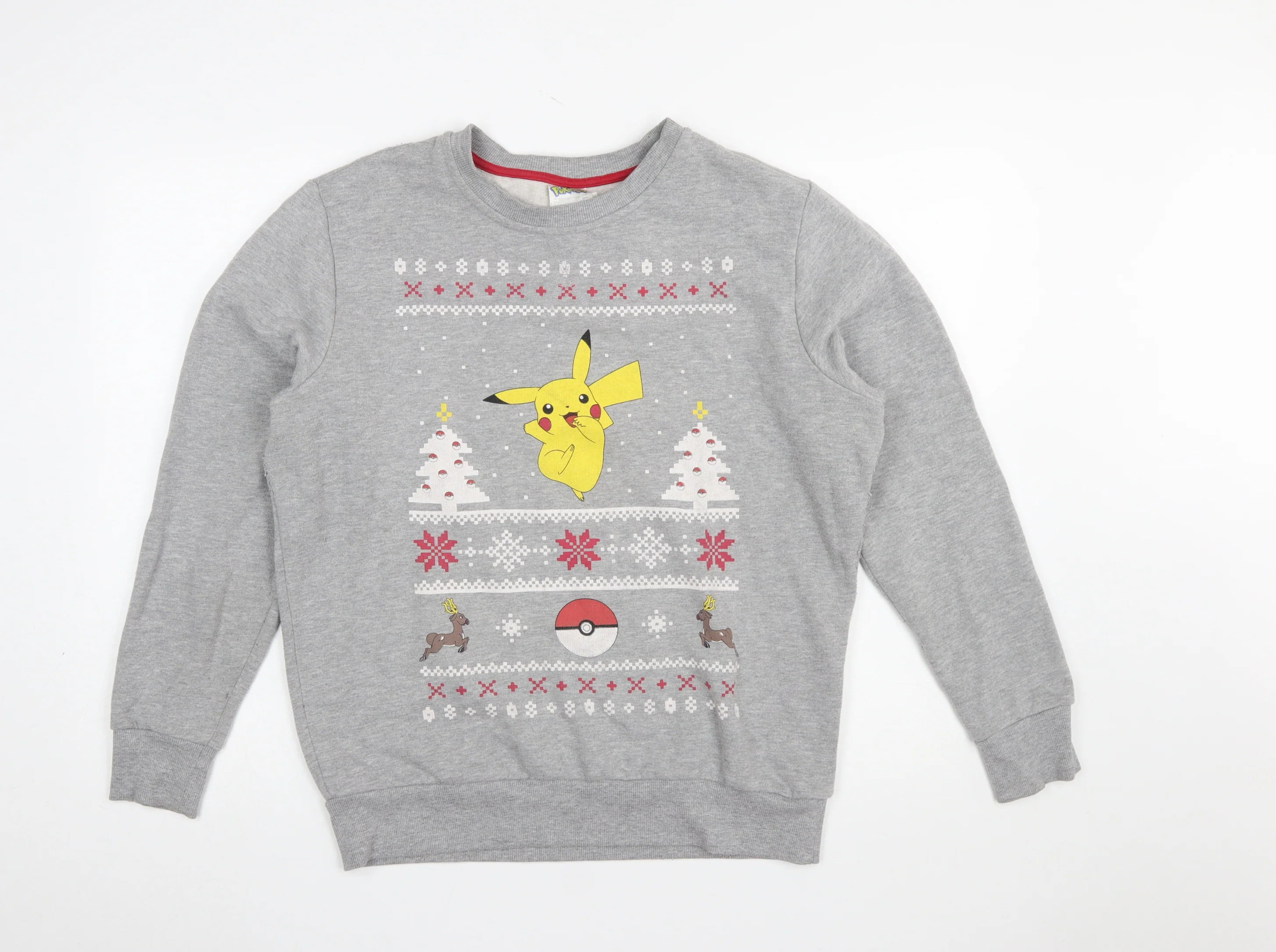 Pokémon Women’s Grey Pikachu Christmas Sweatshirt Size L