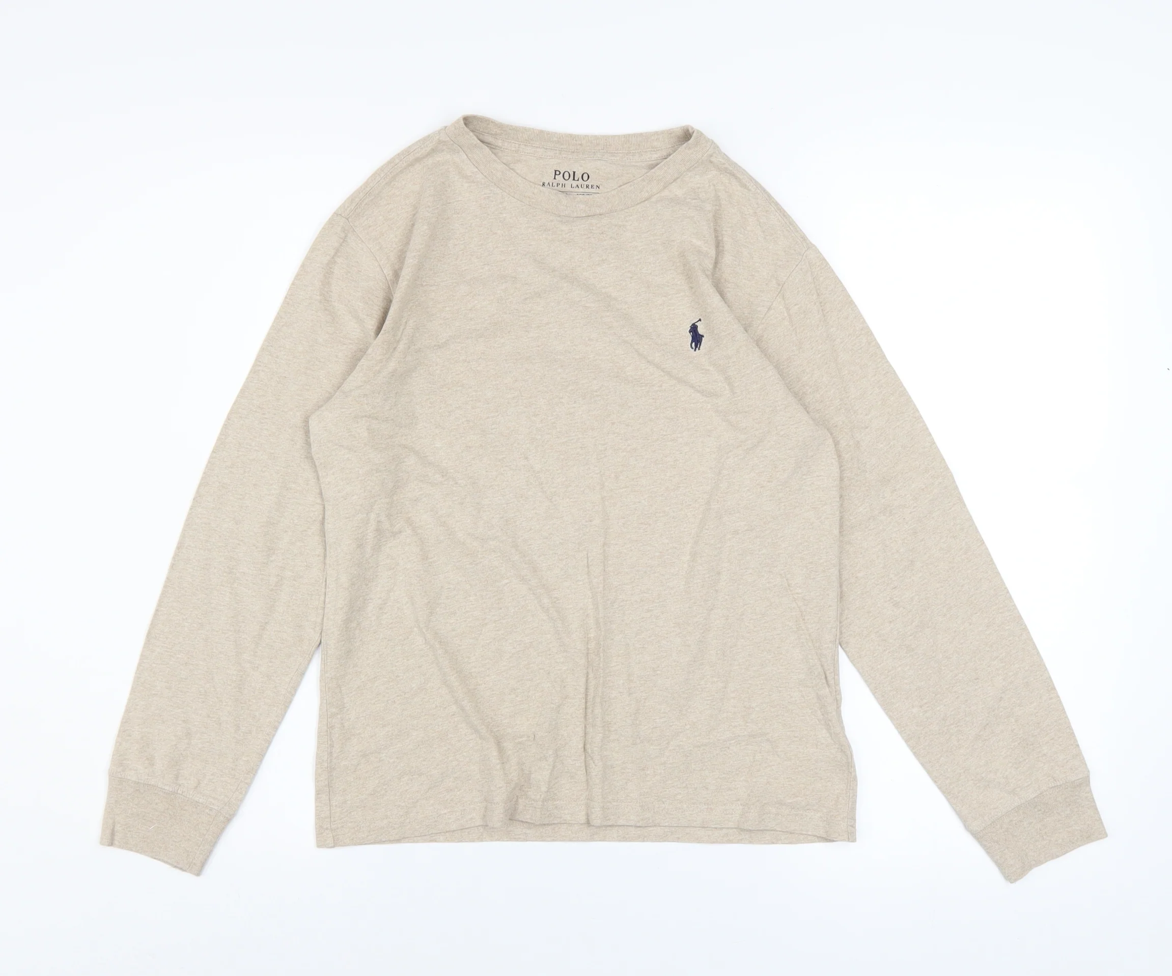 Polo Ralph Lauren Boys Beige Long Sleeve Crew Neck T-Shirt Size 10-12
