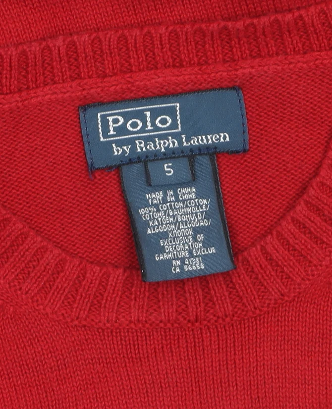Polo Ralph Lauren Boys Red Cotton Crew Neck Jumper Size 5 Years - Image 4