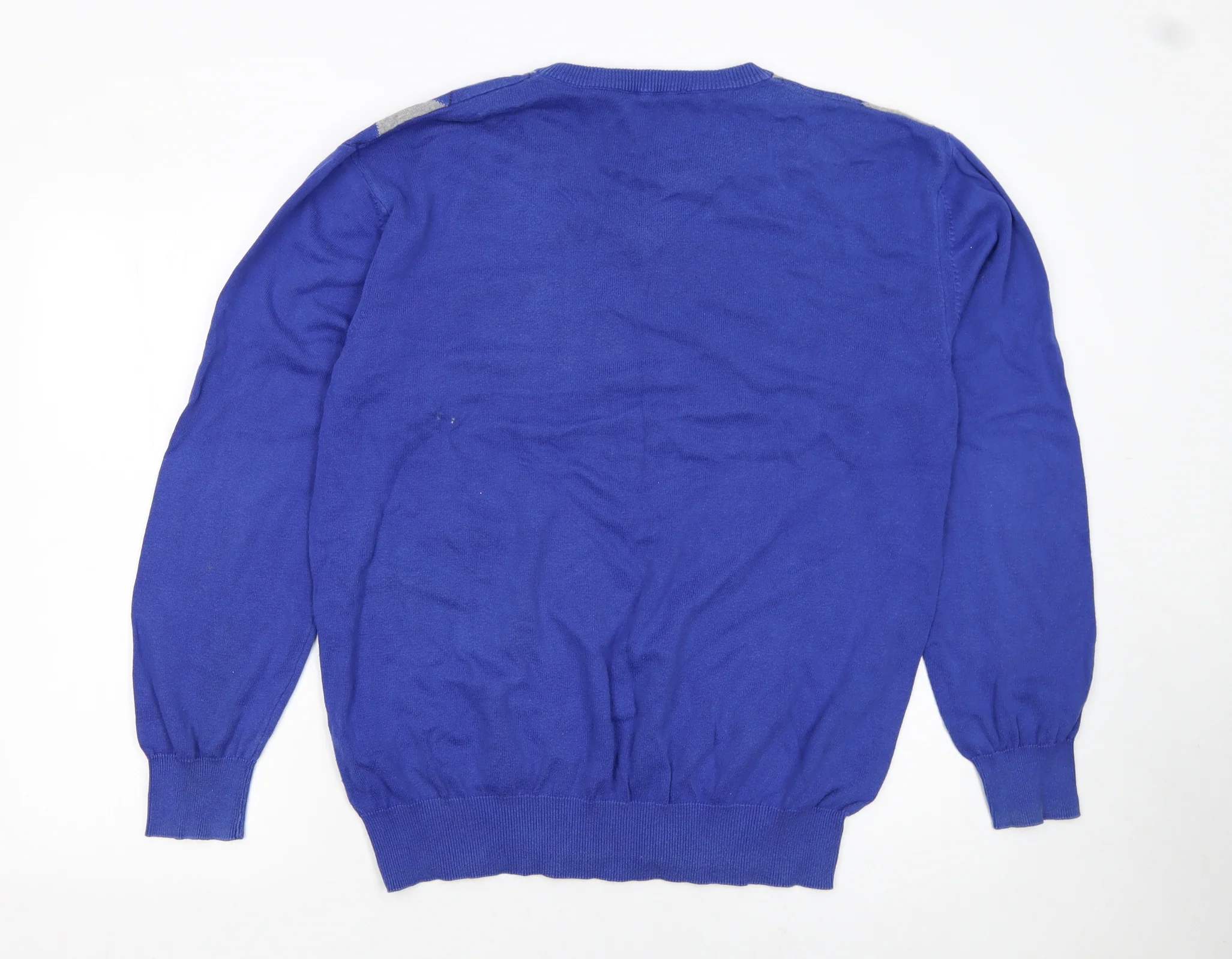 Polo Ralph Lauren Men's Blue Argyle V-Neck Cotton Jumper XL - Image 3