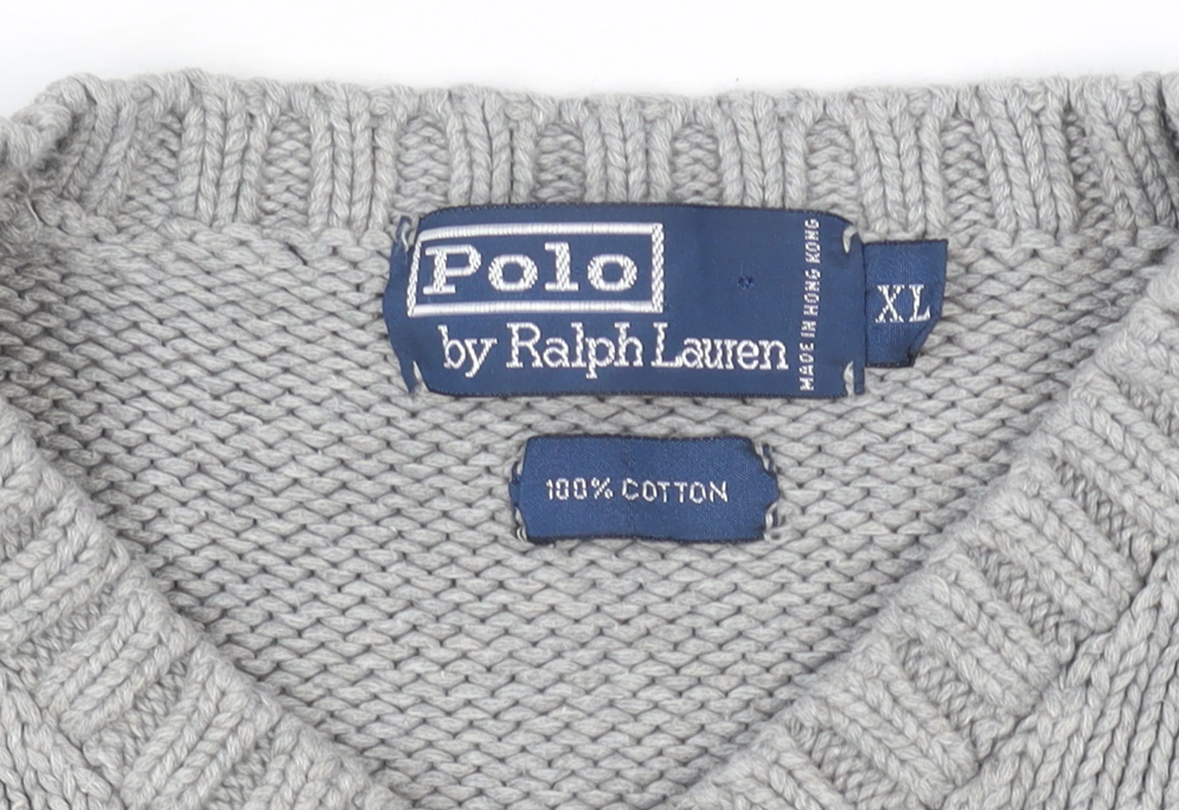 Polo Ralph Lauren Mens Grey XL Cotton V-Neck Jumper - Image 4