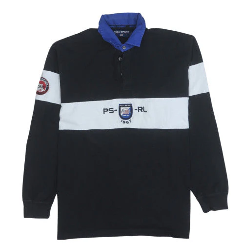 Polo Sport Ralph Lauren Men's Black XL Collared Henley Sweatshirt