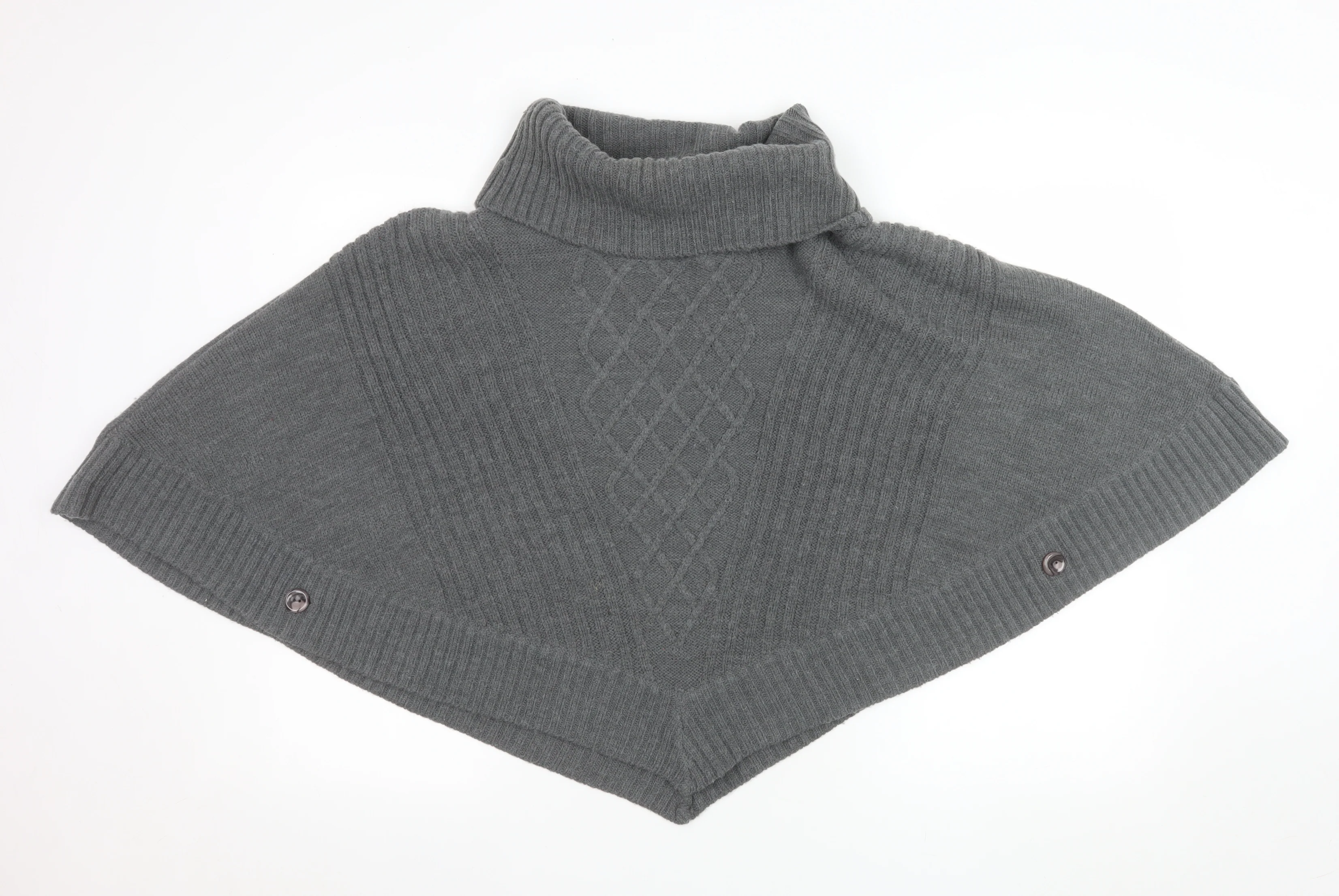 Pomodoro Women Grey Roll Neck Cape Jumper Size 14 Wool Blend