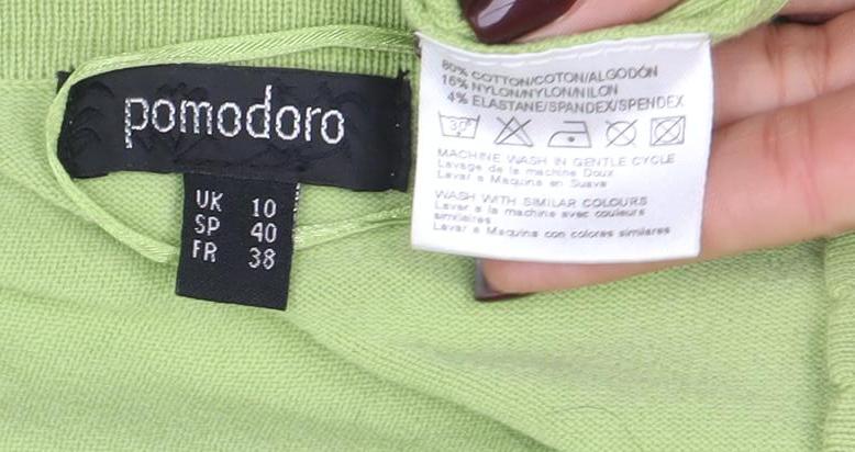 Pomodoro Women’s Green Cotton V-Neck Button Cardigan Size 10 - Image 4