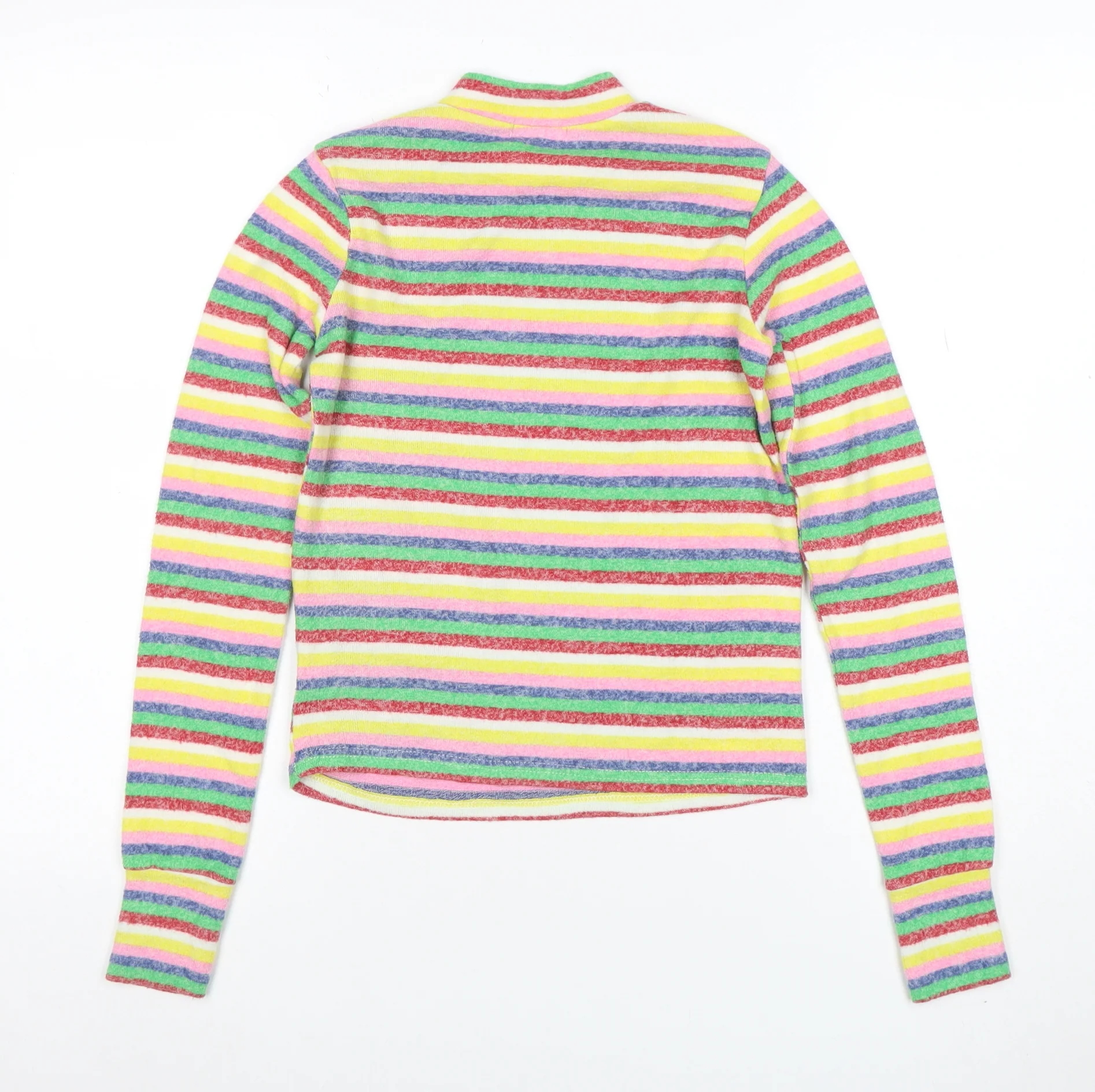 Poof New York Women’s Multicoloured Striped Mock Neck Jumper Size S - Image 3