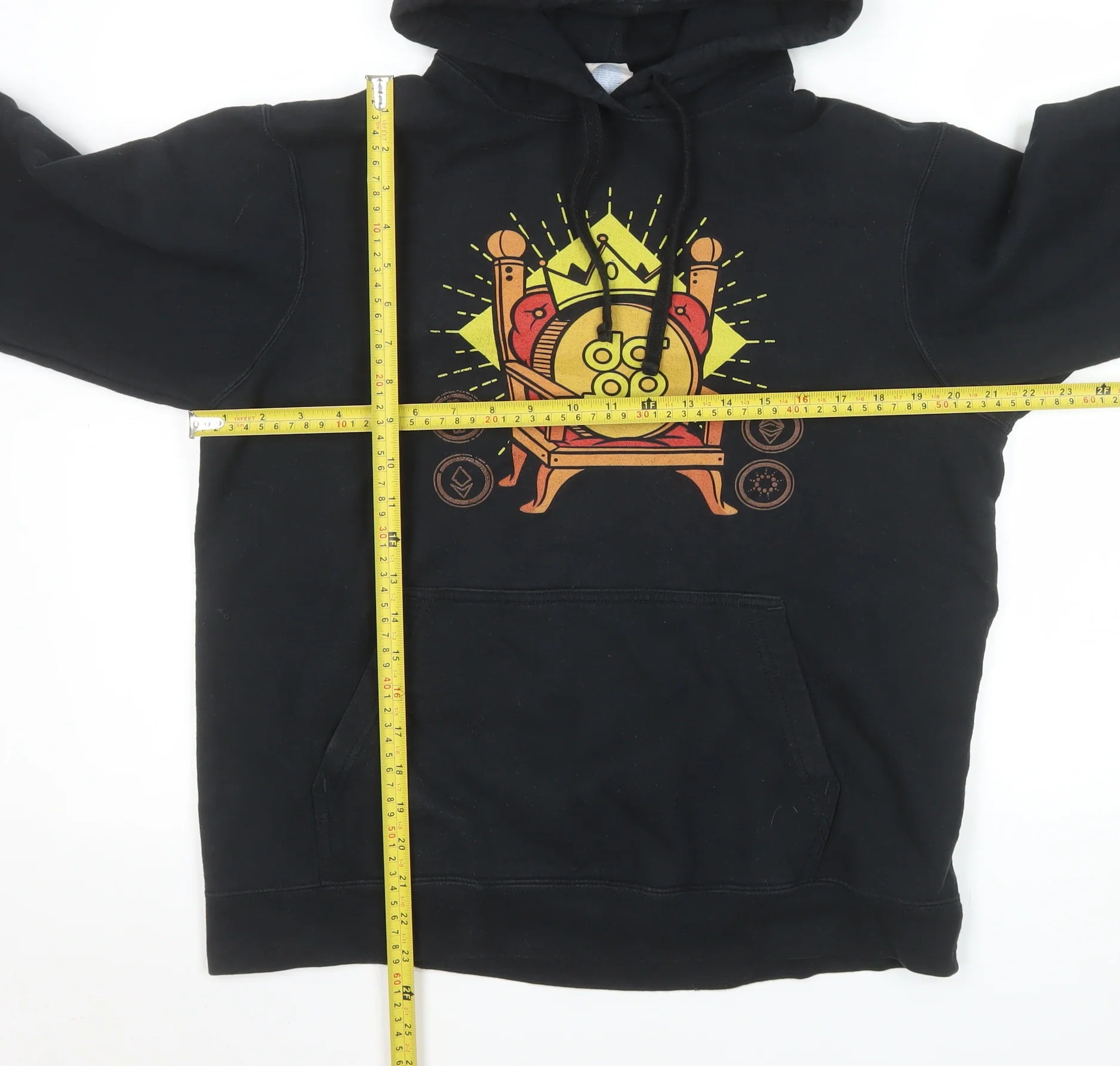 Port & Company Men's Black Pullover Hoodie M Graphic Print Fleece - Image 2
