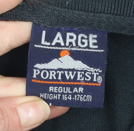 Portwest Men's Black Regular Fit Cotton Blend Work Polo Shirt L - Image 4