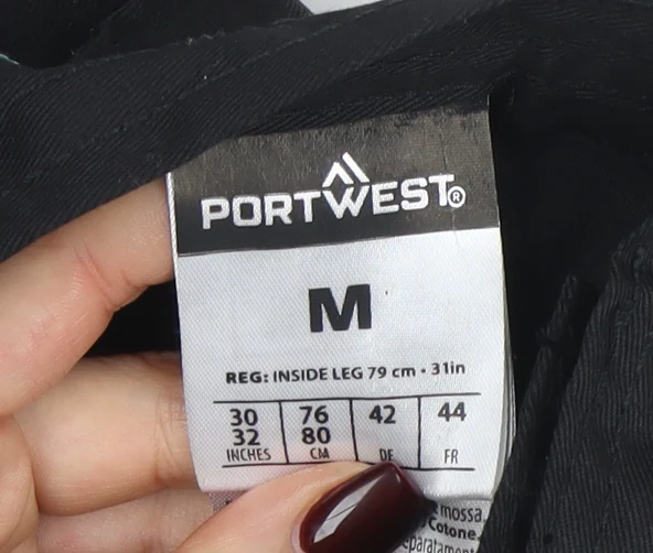 Portwest Men's Black Workwear Trousers Medium 30W 31L Polyester Cotton - Image 4