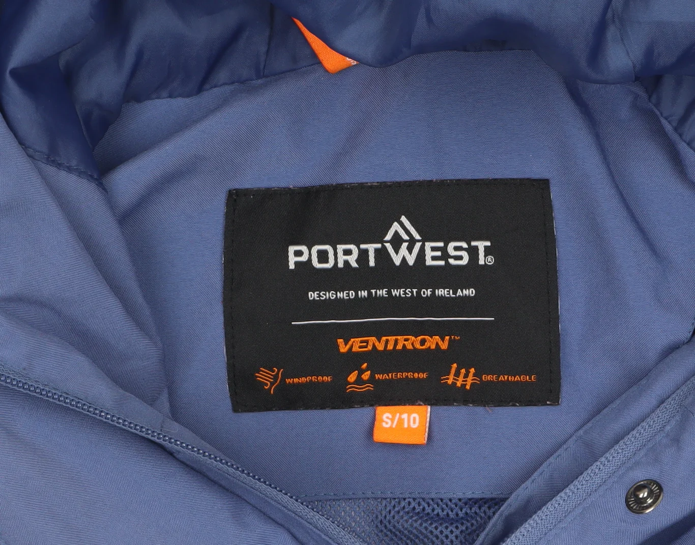 Portwest Womens Blue Waterproof Hooded Rain Coat Jacket Size 10 - Image 5