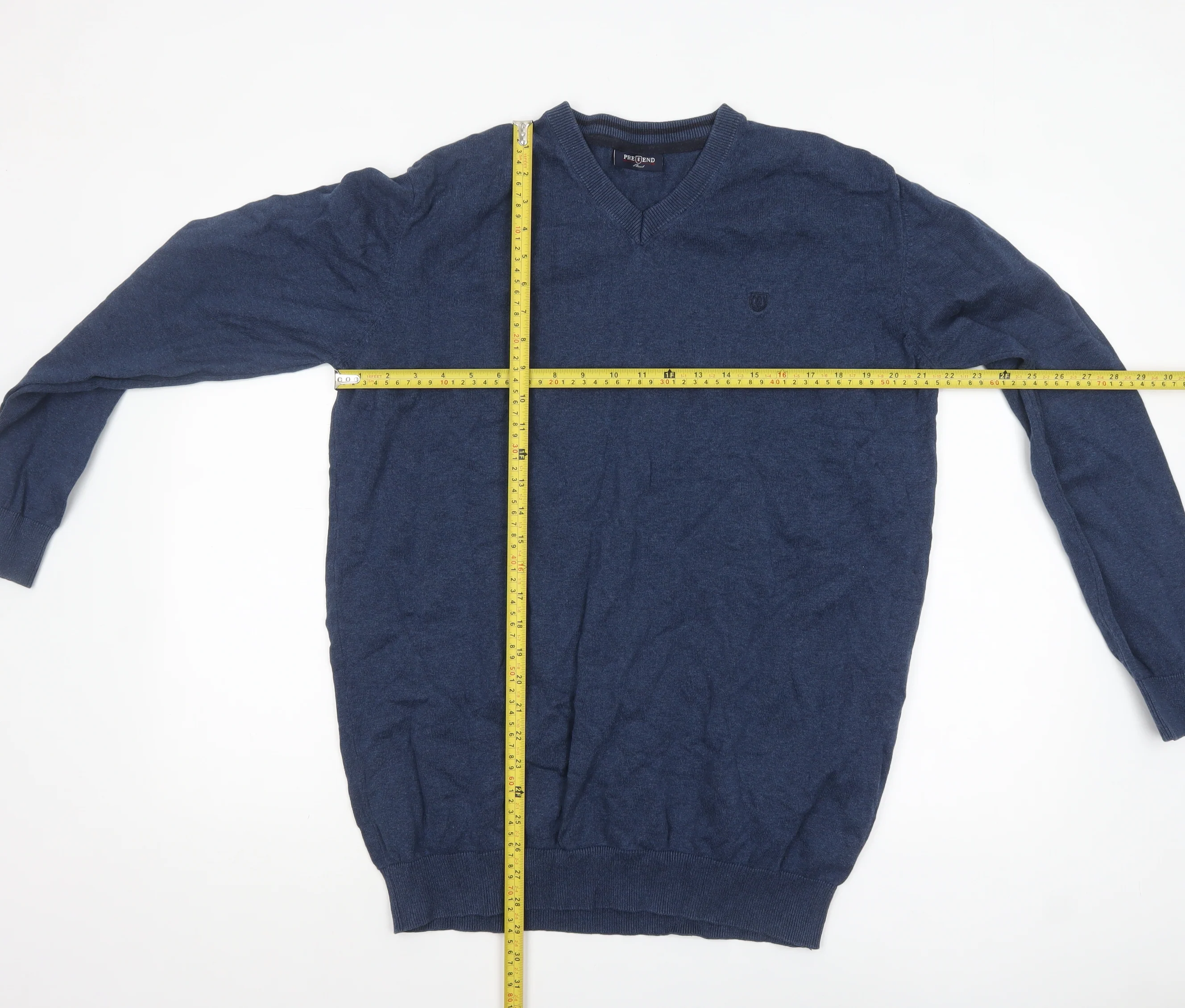Pre End Men's Blue V-Neck Cotton Pullover Jumper XL - Image 2