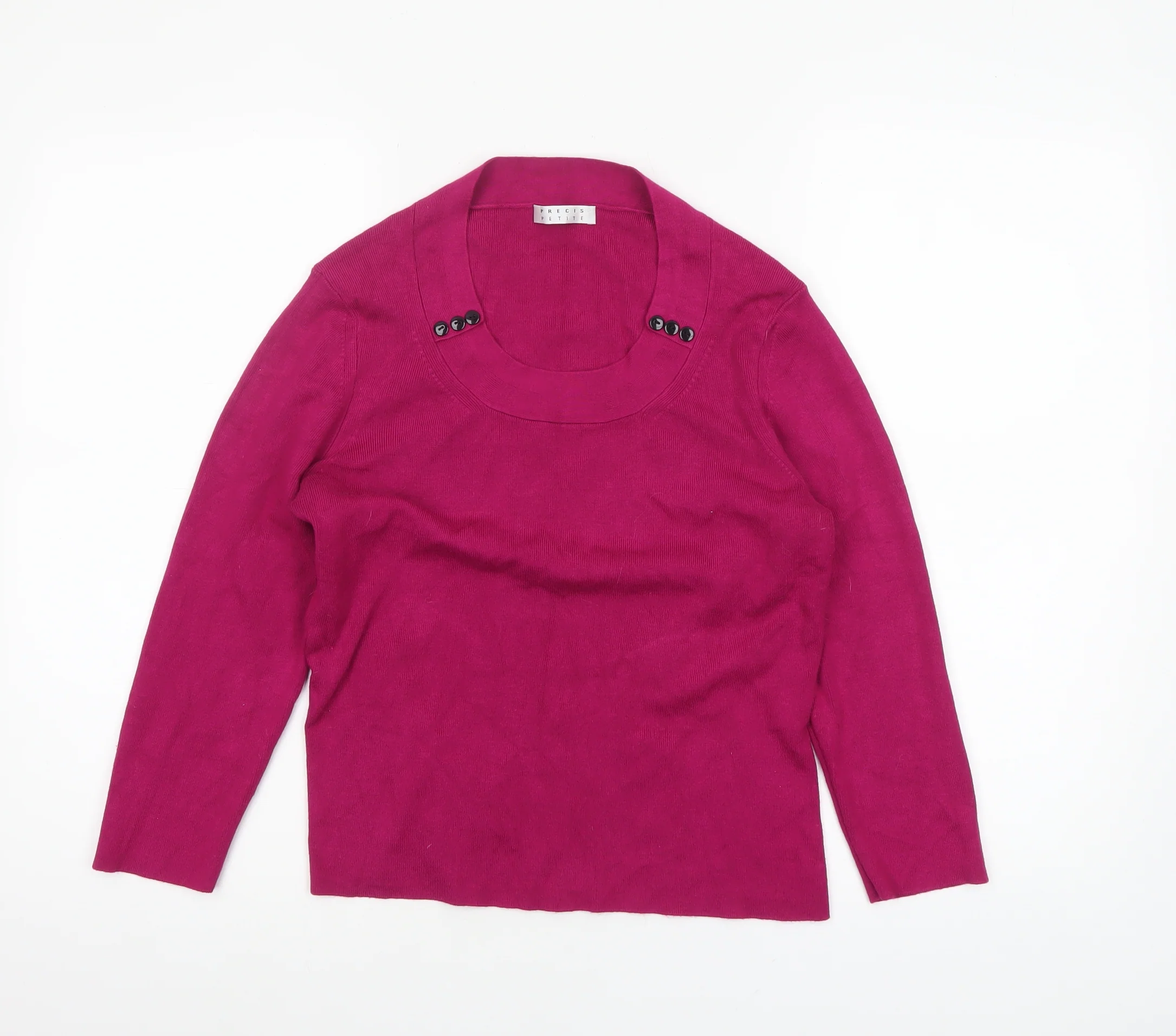 Precis Petite Women's Pink Scoop Neck Button Detail Jumper Size M