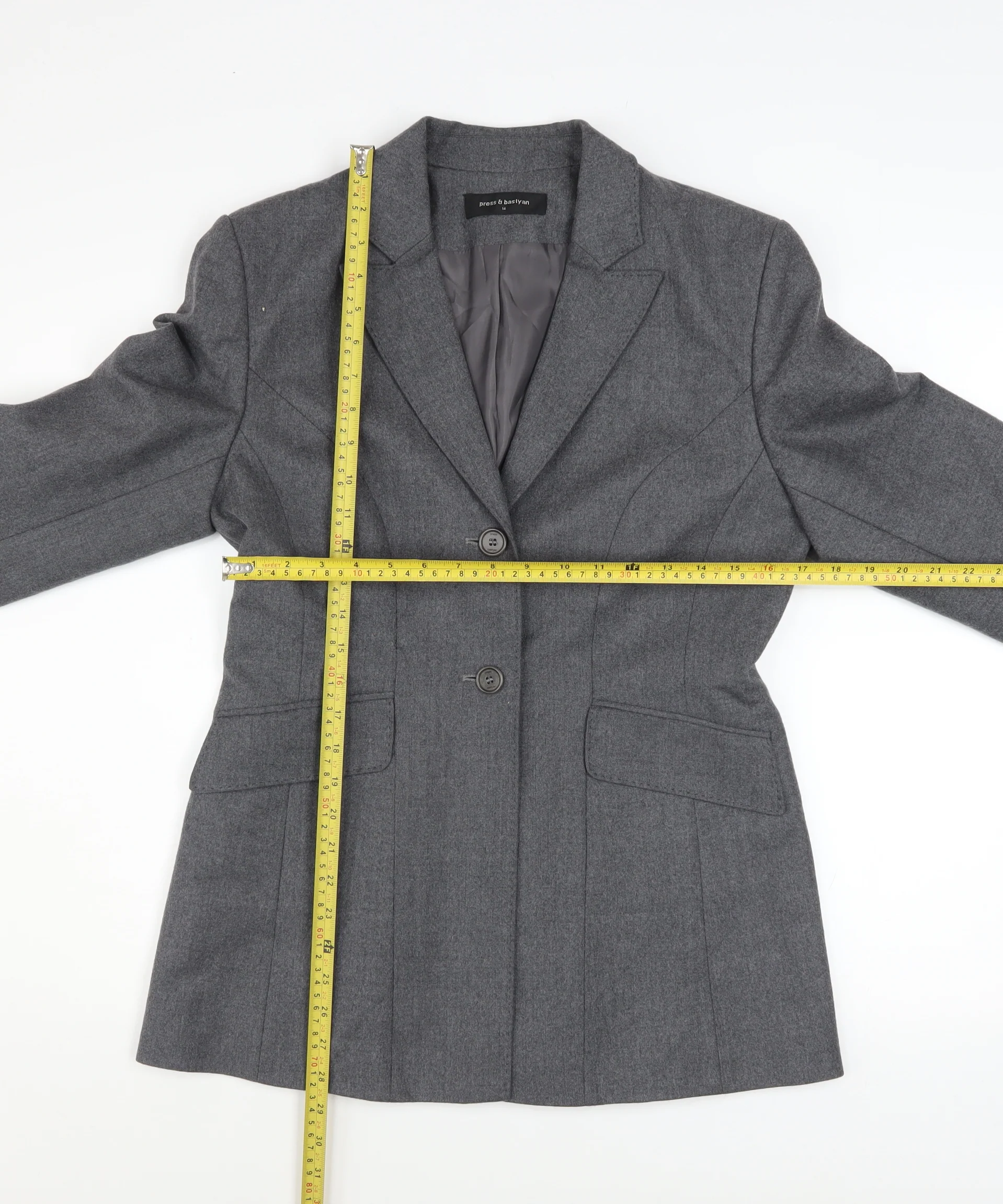 Press & Bastyan Women's Grey Size 14 Classic Two-Button Blazer - Image 2