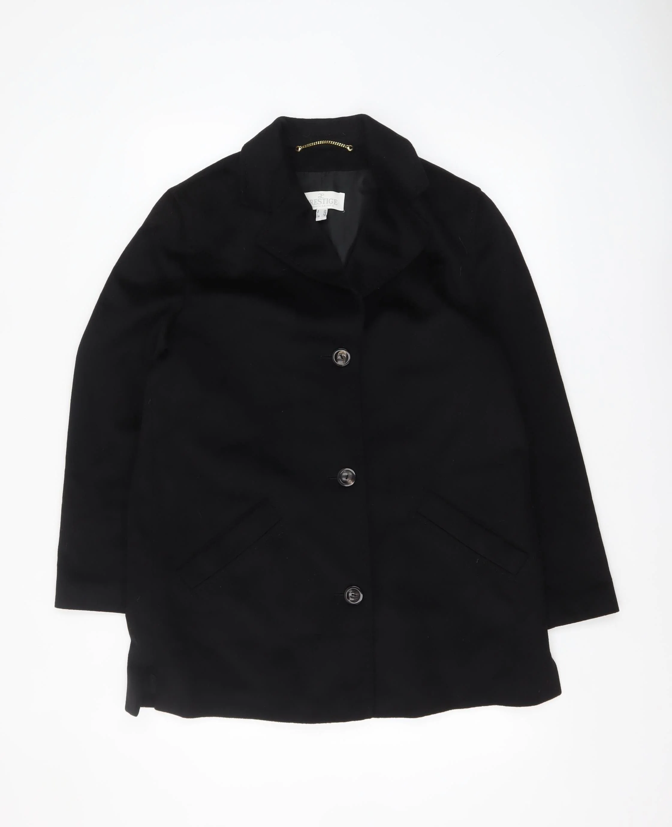 Prestige Womens Black 100% Cashmere Mid-Length Coat Size 10