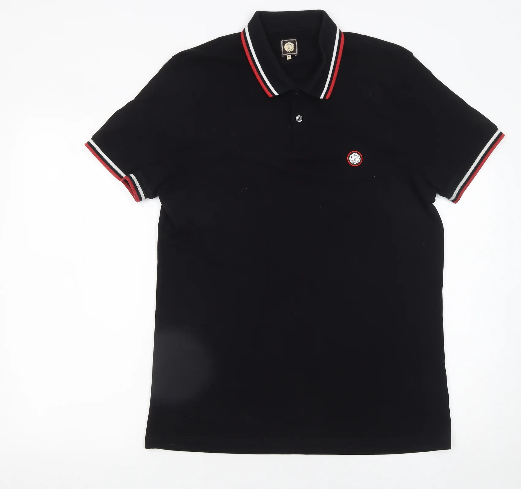 Pretty Green Men's Black Cotton Polo Shirt Size M Short Sleeve