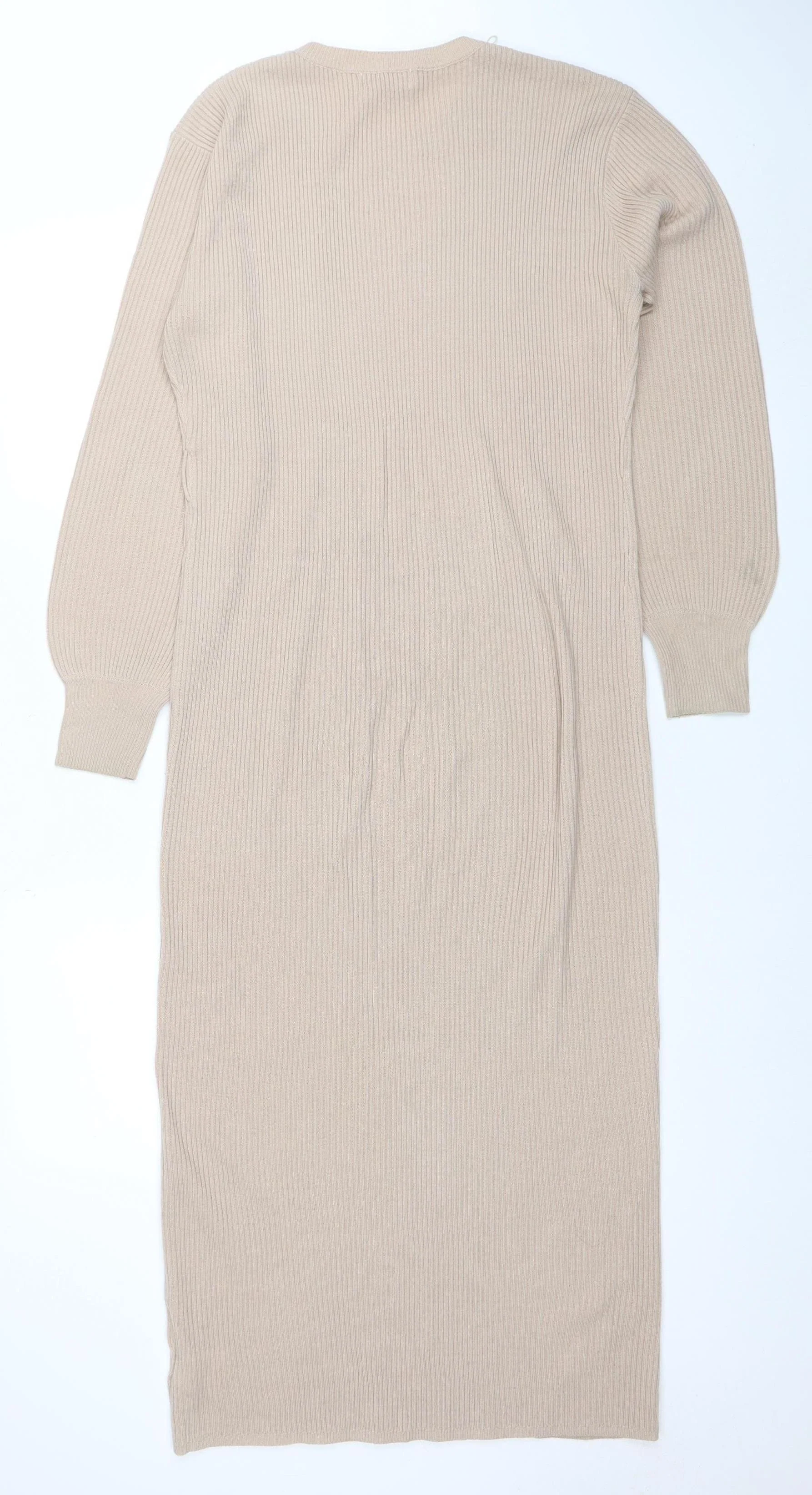 Pretty Lavish Women Beige Knit Bodycon Midi Dress Size S - Image 3