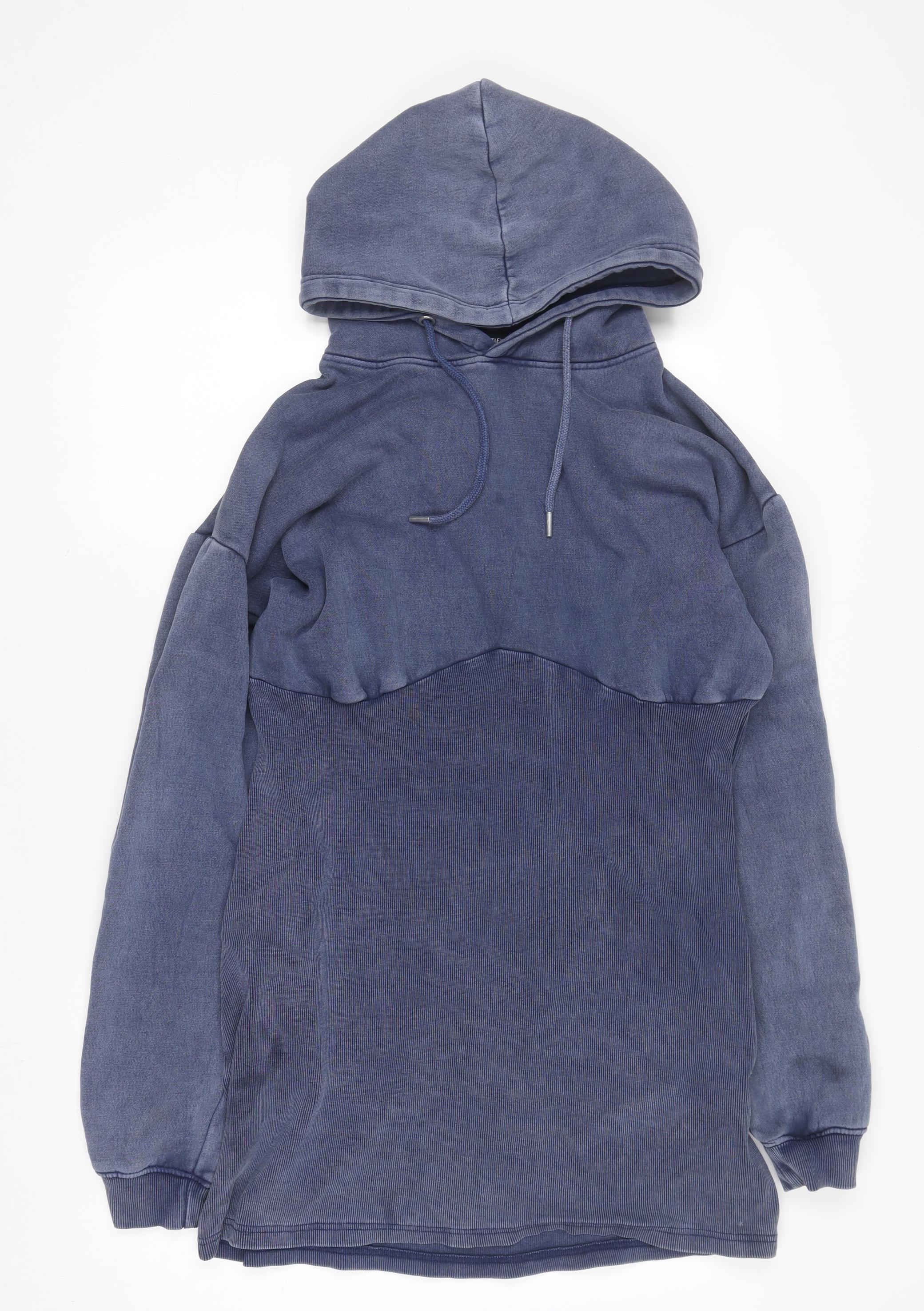 PrettyLittleThing Women Blue Pullover Hoodie UK 16 Cotton Blend