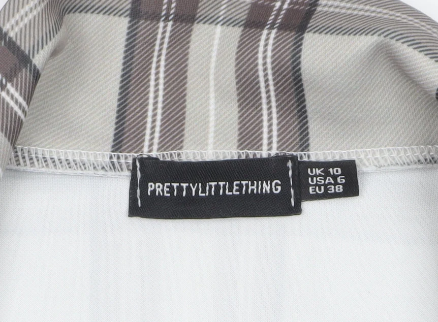 PrettyLittleThing Women Grey Check Double-Breasted Blazer UK 10 - Image 5
