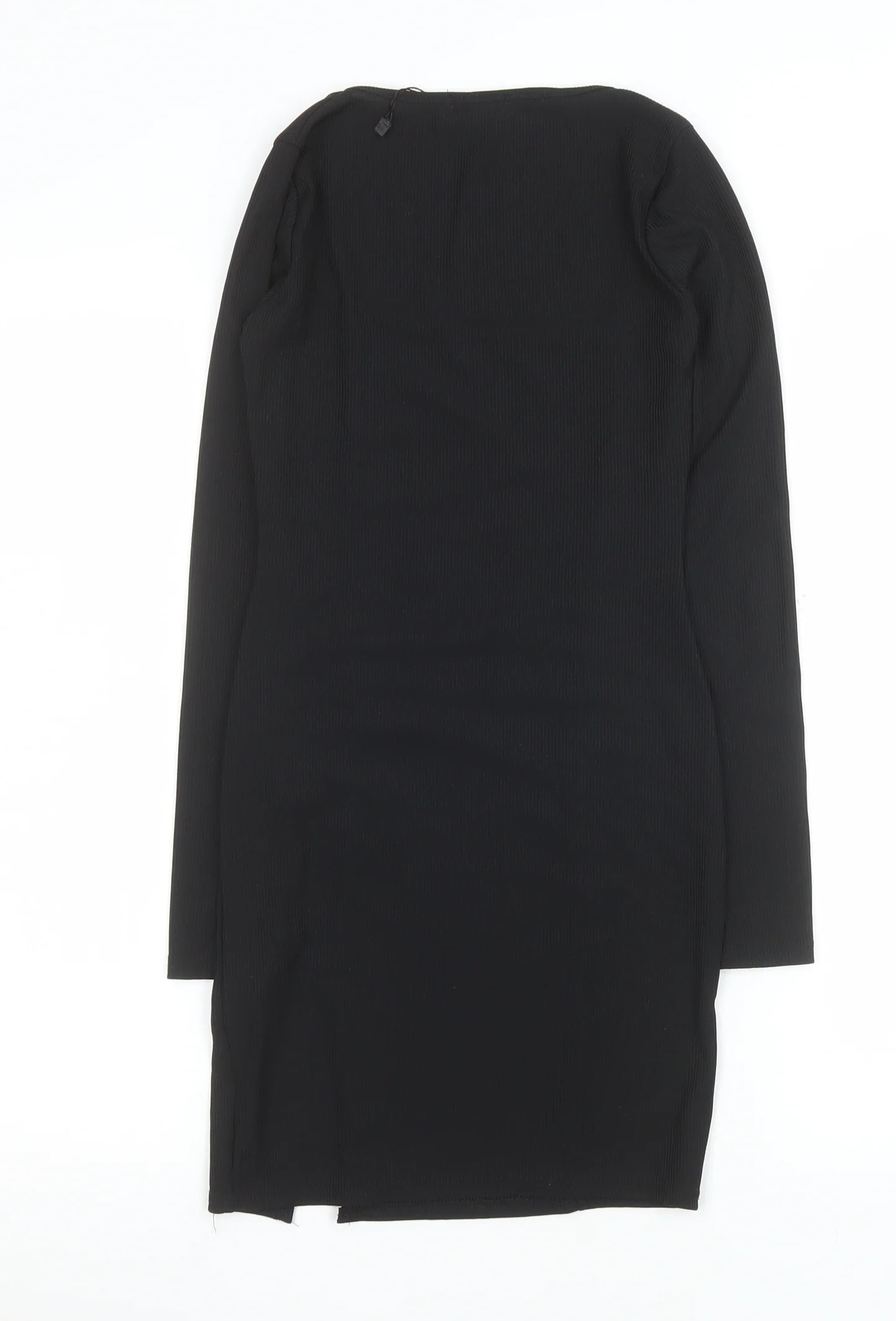 PrettyLittleThing Women’s Black Bodycon Knit Dress Size 4 Long Sleeve - Image 3